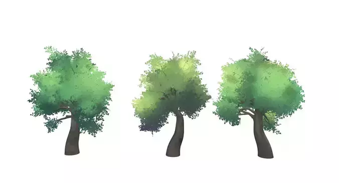 Anime Trees Highpoly 3D model