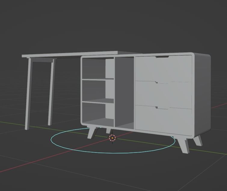 Changeable Office Desk Straight or L Shape 3D model_5