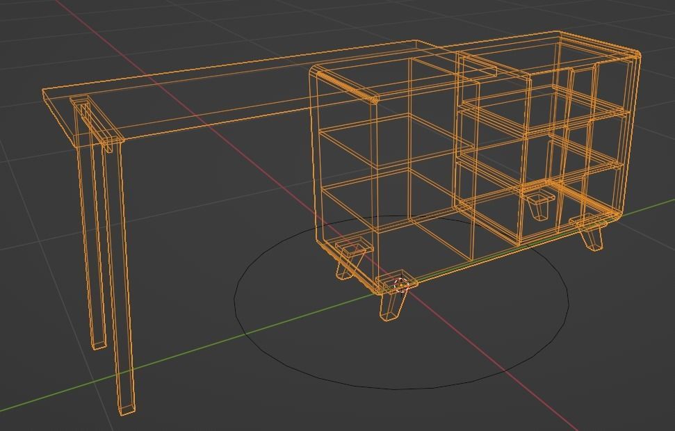 Changeable Office Desk Straight or L Shape 3D model_7