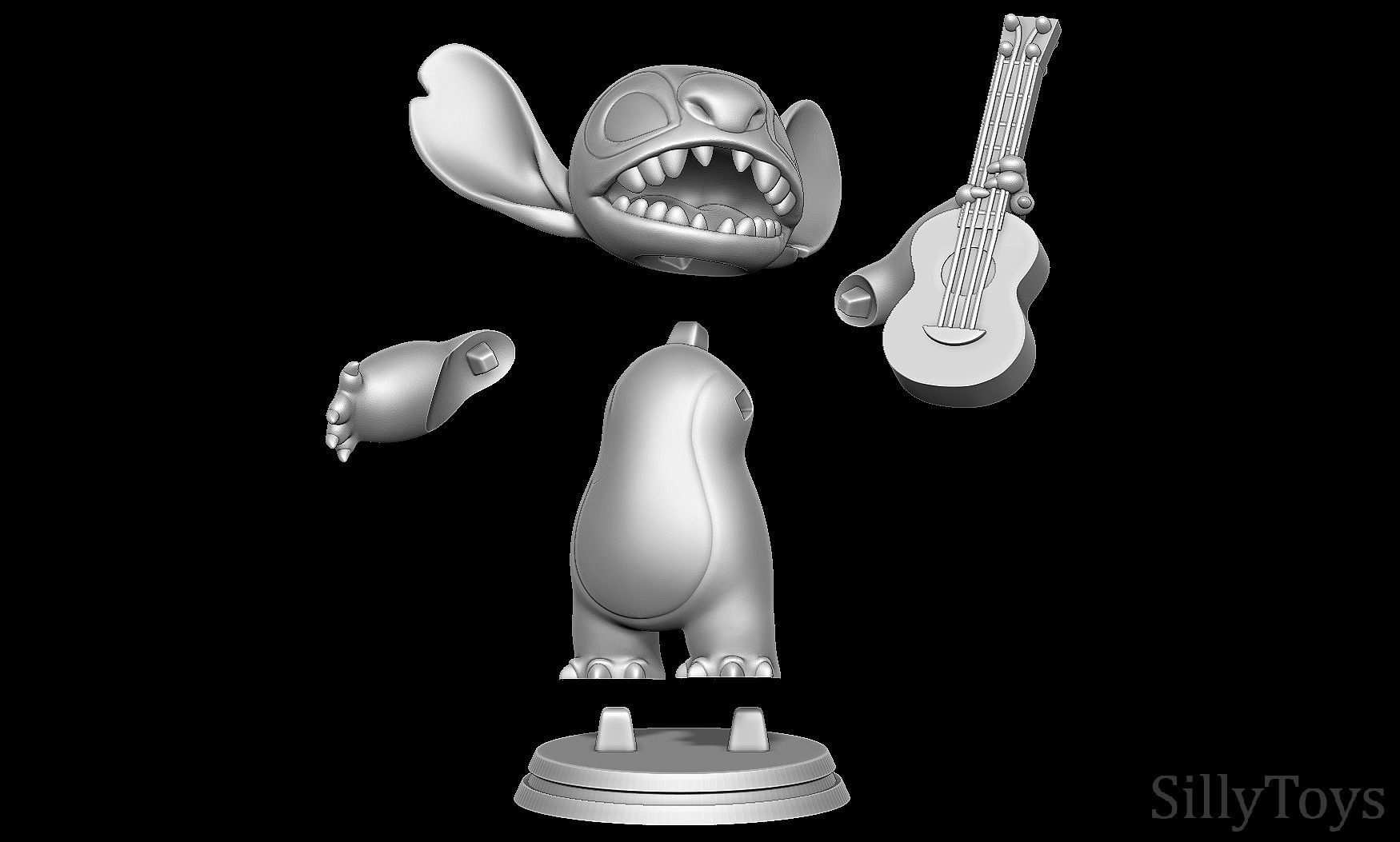 Stitch with a guitar - Lilo and Stitch 3D print model_5