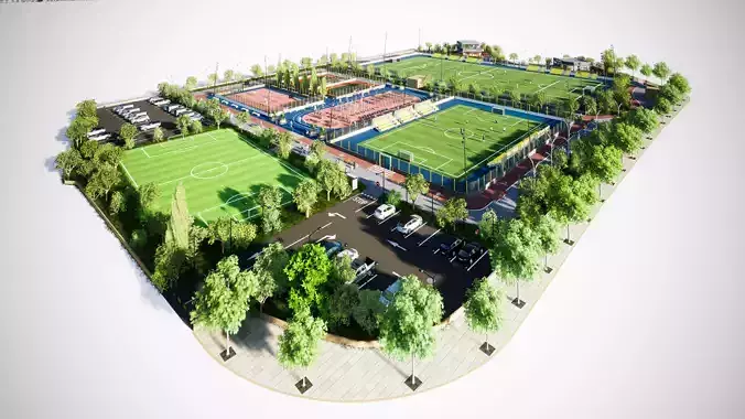 Sport Complex Exterior Low-poly 3D model