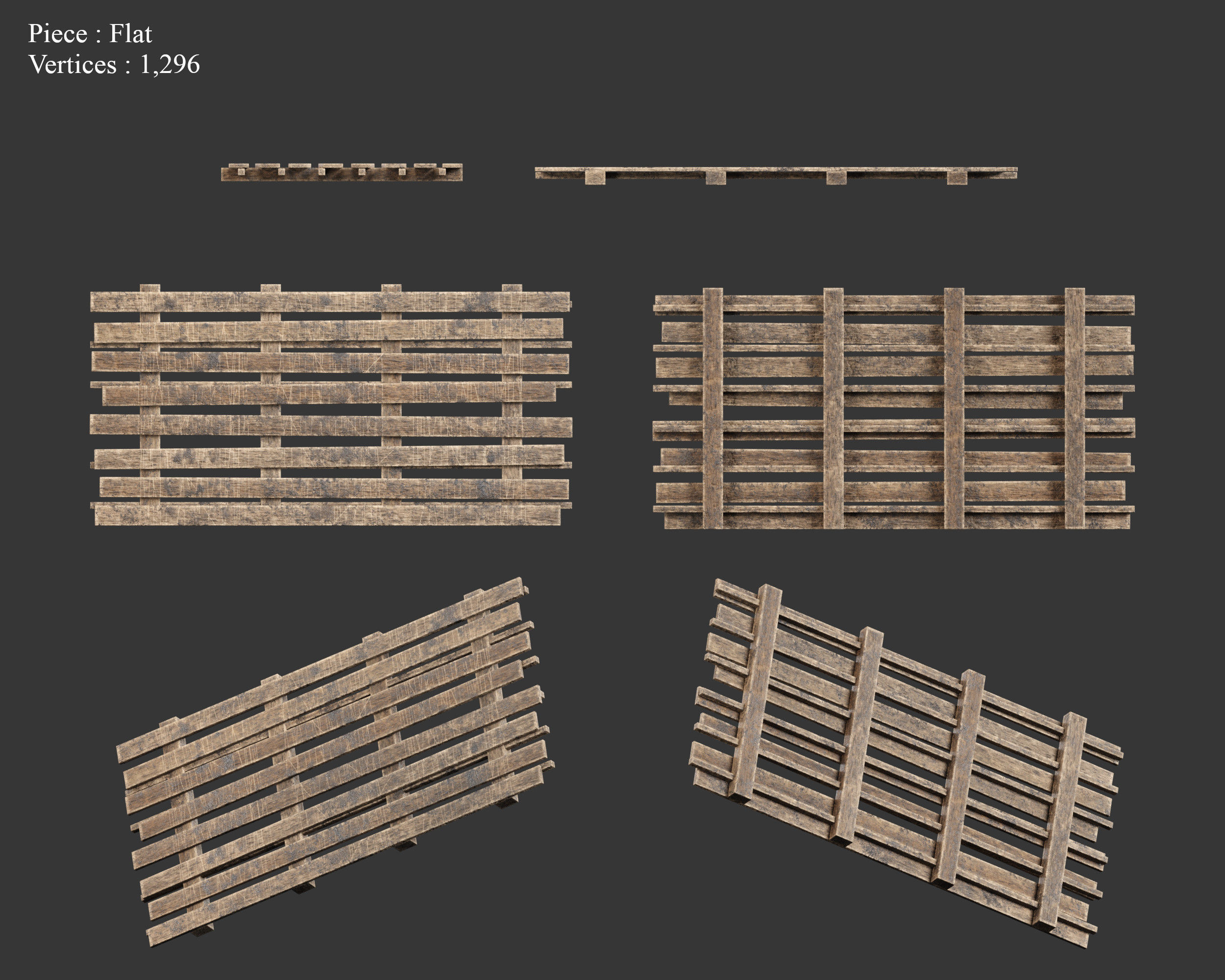 Medieval Siege Engine Ramp Building Set Low-poly 3D model_5
