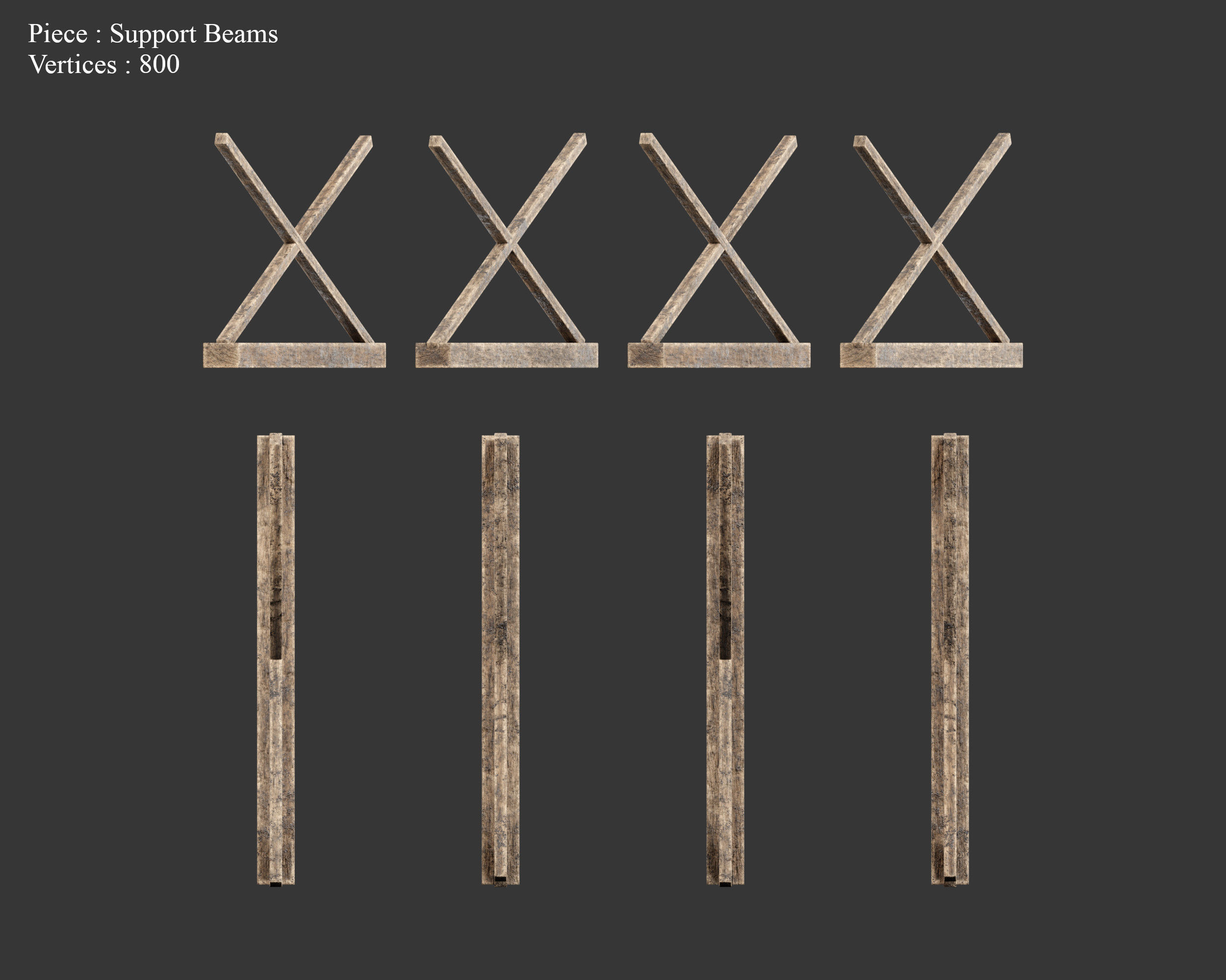 Medieval Siege Engine Ramp Building Set Low-poly 3D model_21