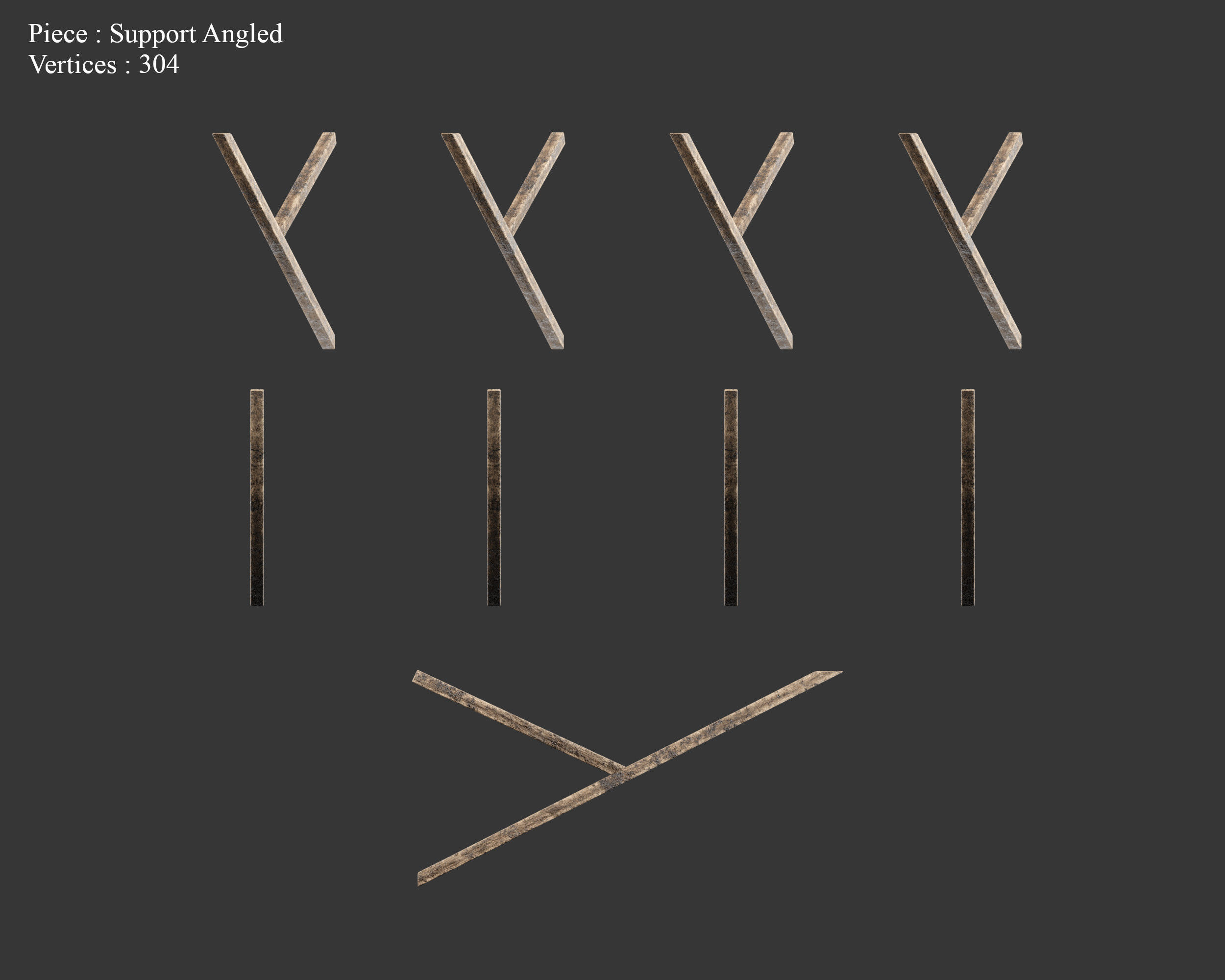 Medieval Siege Engine Ramp Building Set Low-poly 3D model_20