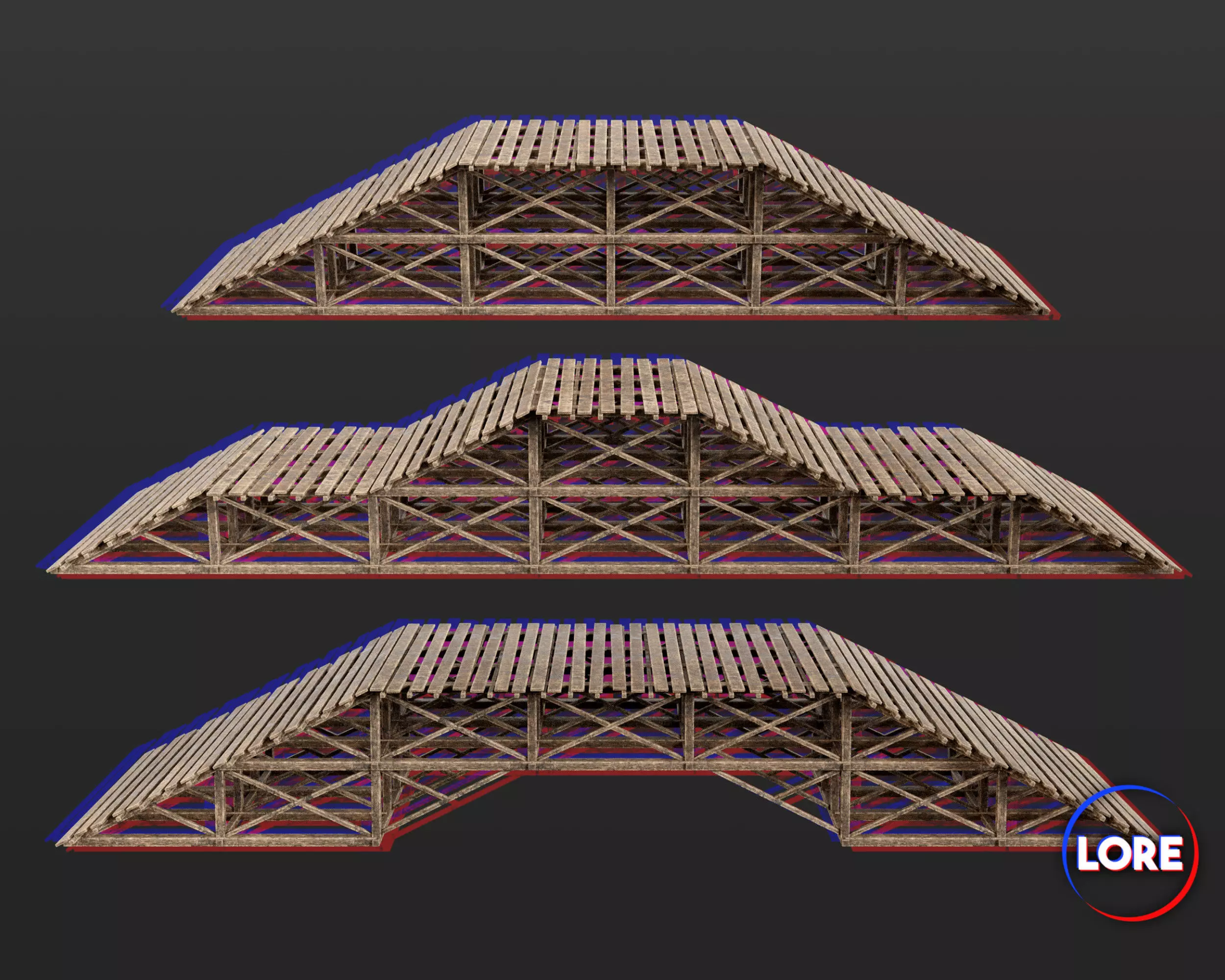 Medieval Siege Engine Ramp Building Set Low-poly 3D model_0