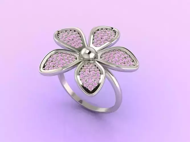 Flower Ring With Gem