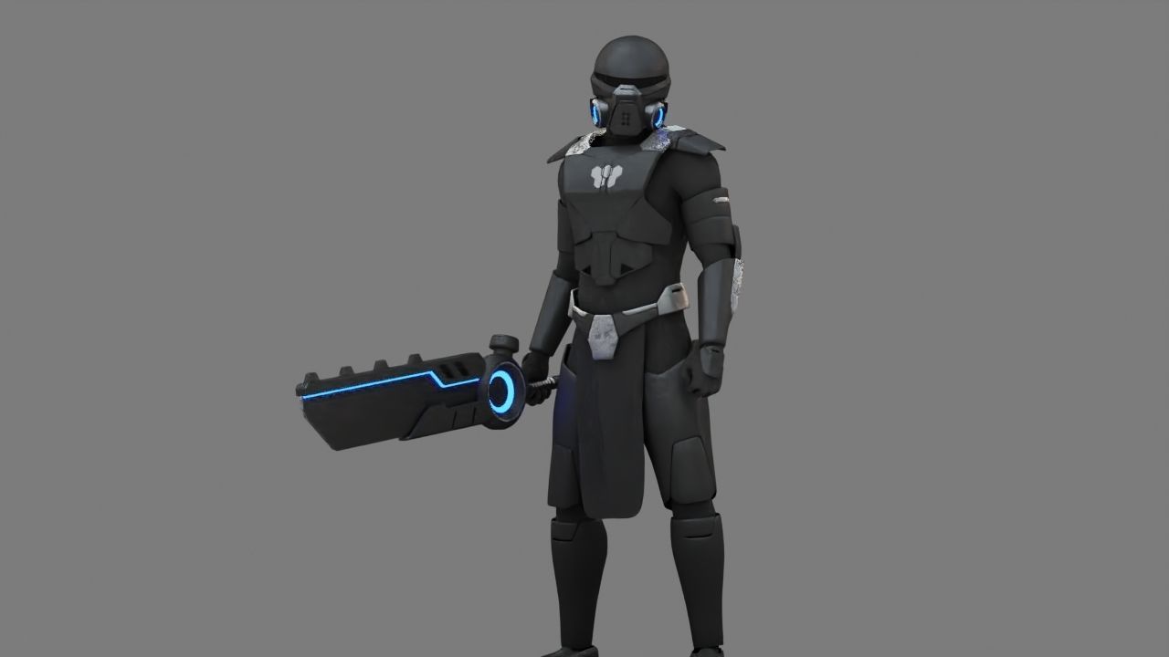 FIGHTER ORKOS  RIGGED CHARACTER 3D model_1