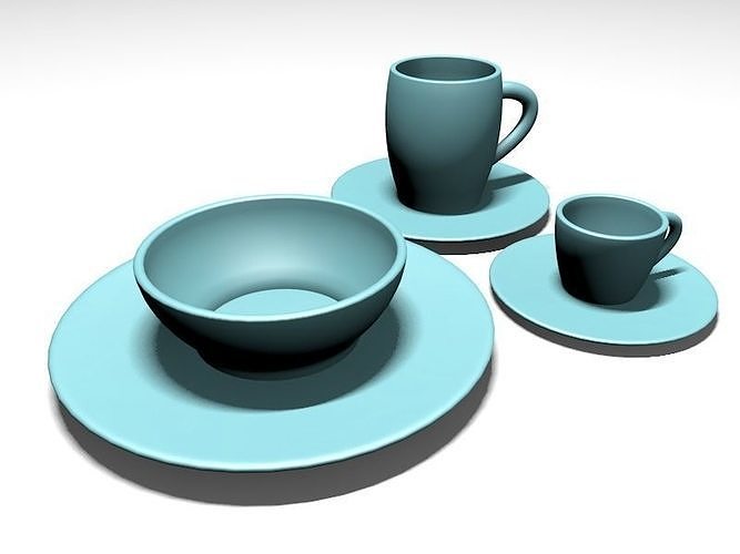 tableware cup and saucer Low-poly 3D model