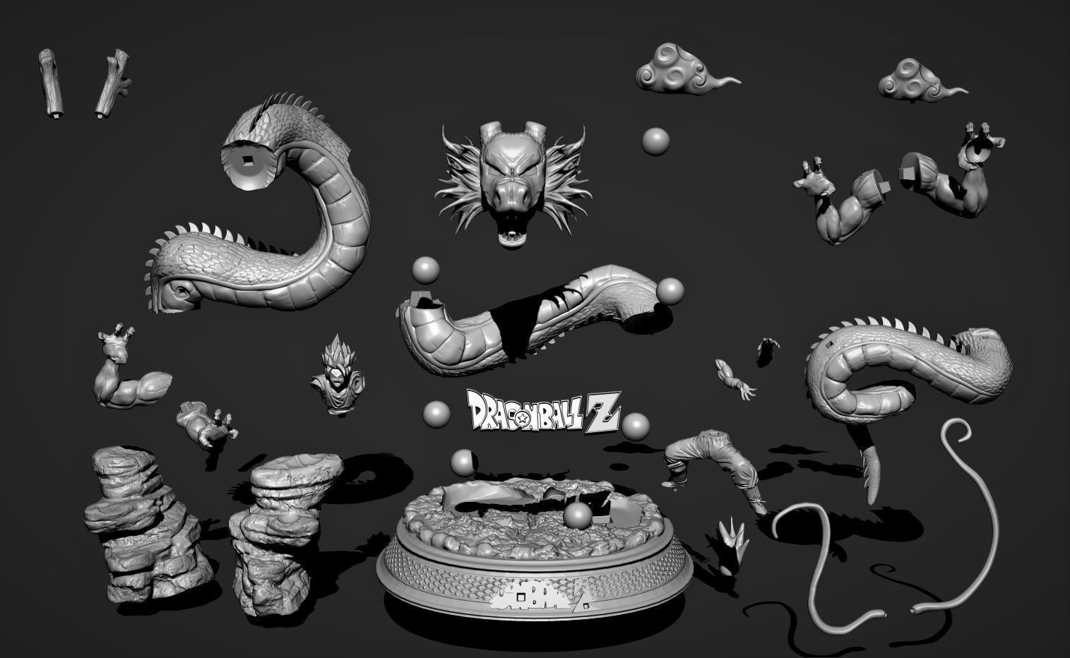 Shenron and Goku 3D print model_6