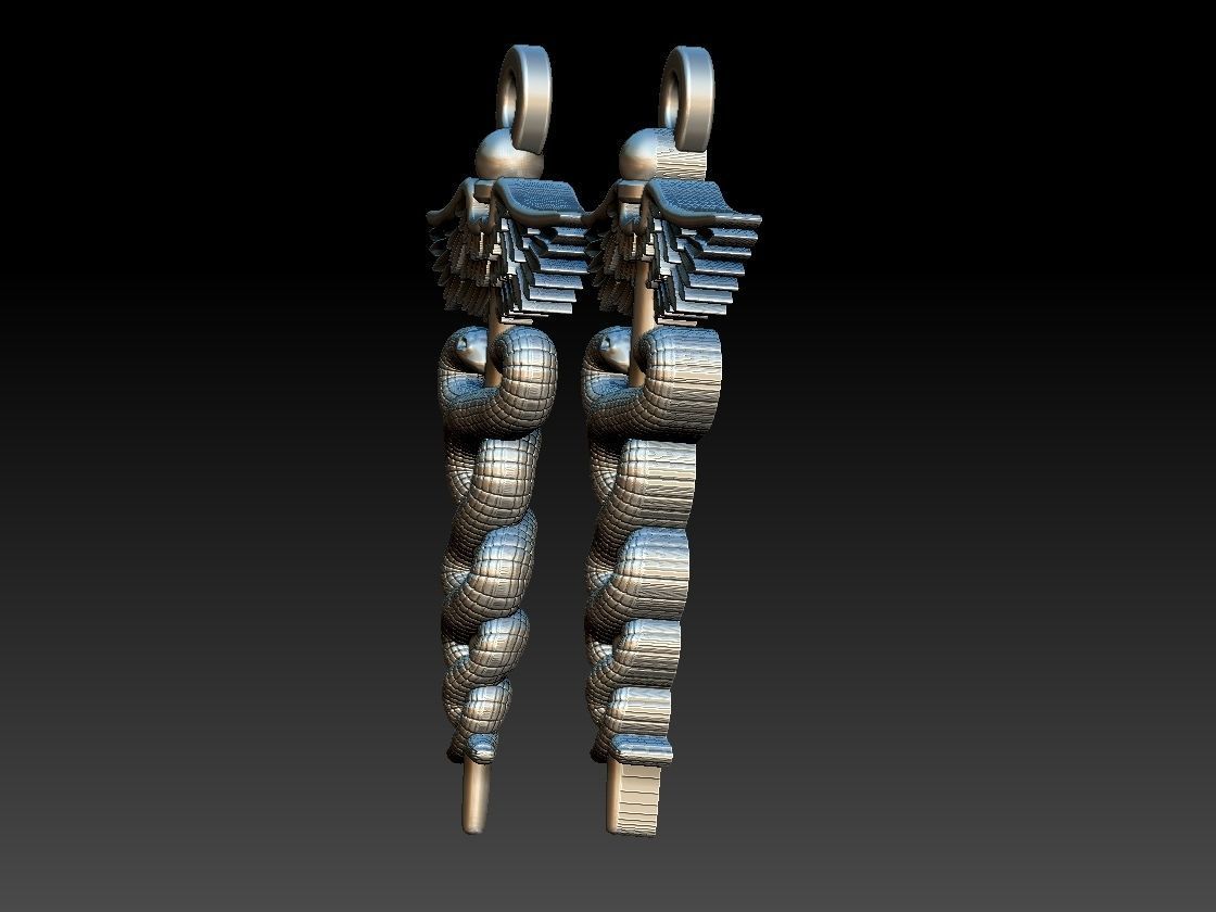 Caduceus Pendant 2 FILE VERSIONS 3D print model_11
