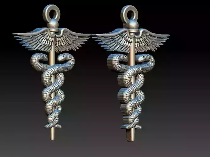 Caduceus Pendant 2 FILE VERSIONS 3D print model