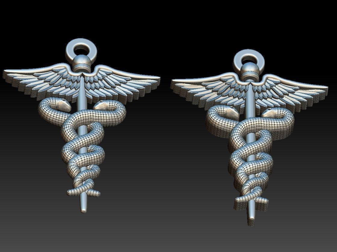 Caduceus Pendant 2 FILE VERSIONS 3D print model_14