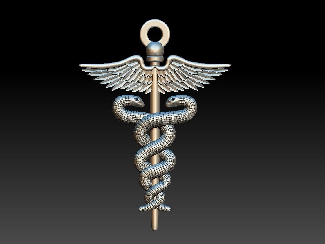 Caduceus Pendant 2 FILE VERSIONS 3D print model_1