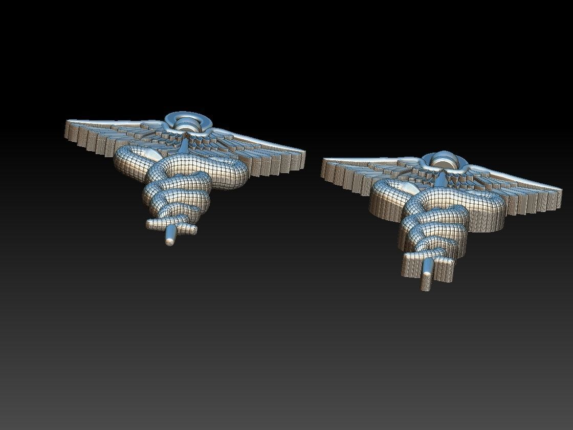 Caduceus Pendant 2 FILE VERSIONS 3D print model_18