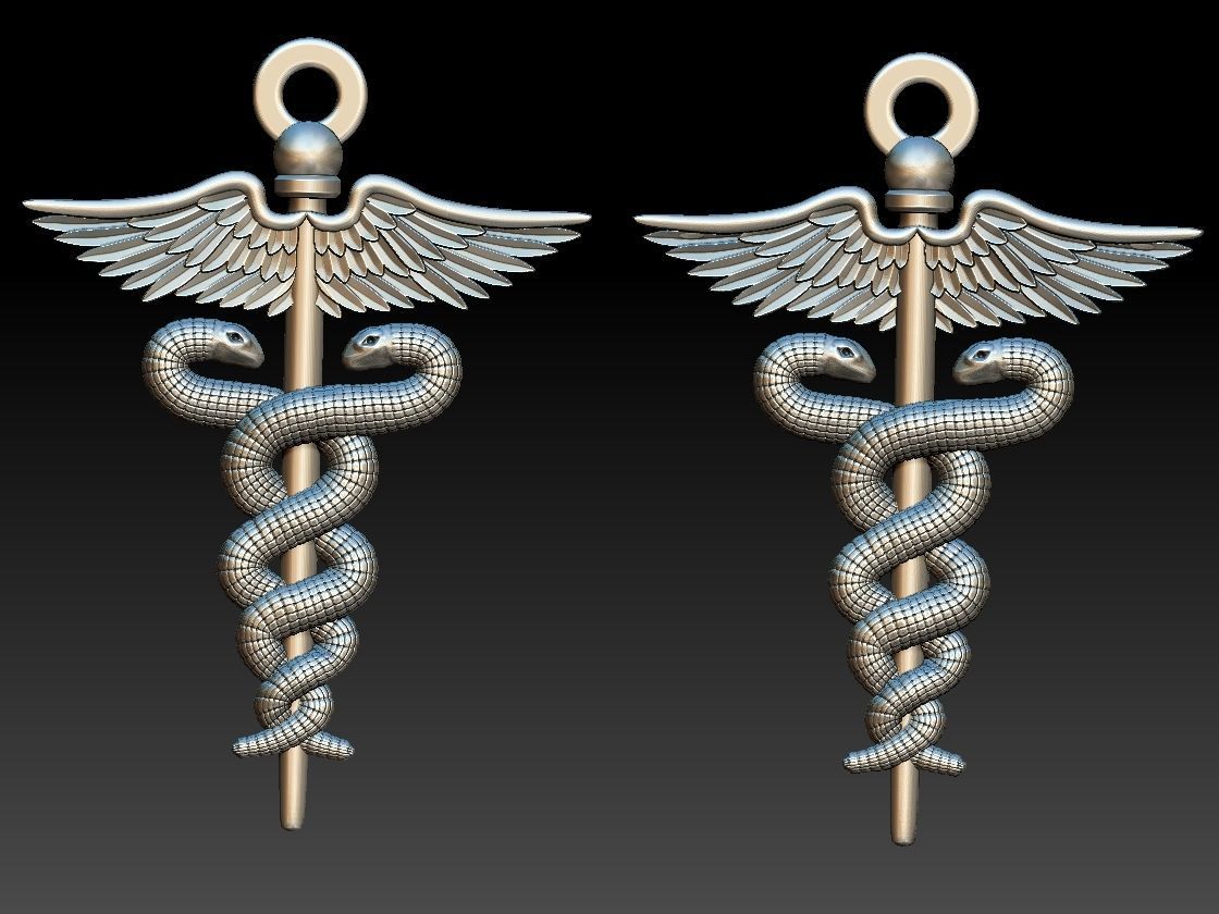 Caduceus Pendant 2 FILE VERSIONS 3D print model_13