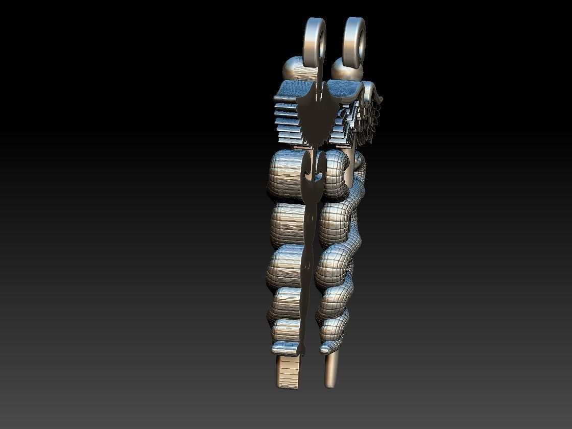 Caduceus Pendant 2 FILE VERSIONS 3D print model_10