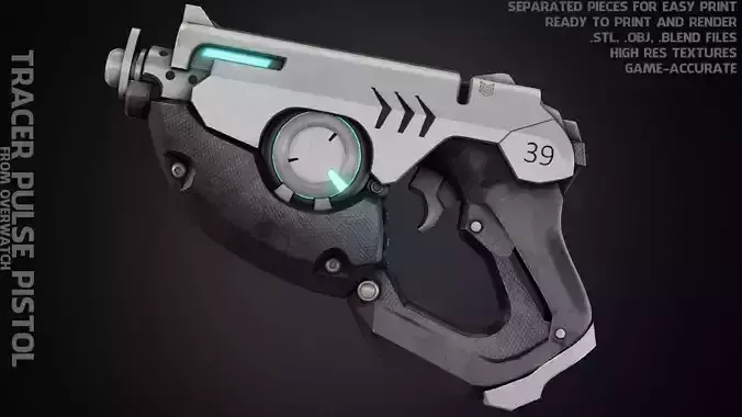 Overwatch Tracer Pulse Pistol for Cosplay 3D print model