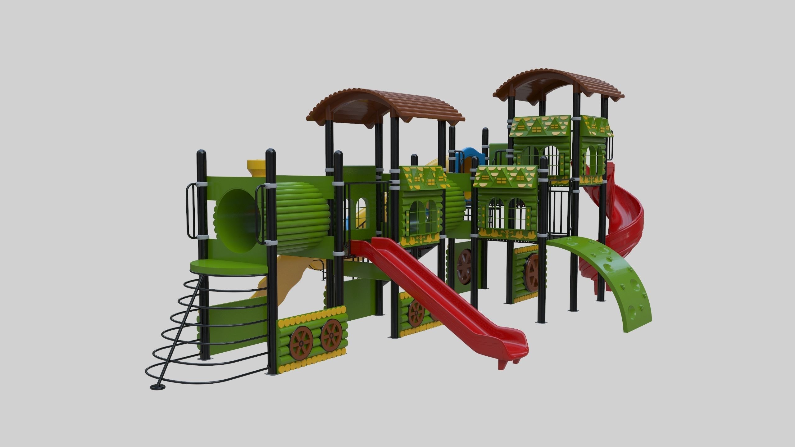 Train Style Playground 3 Low-poly 3D model_16