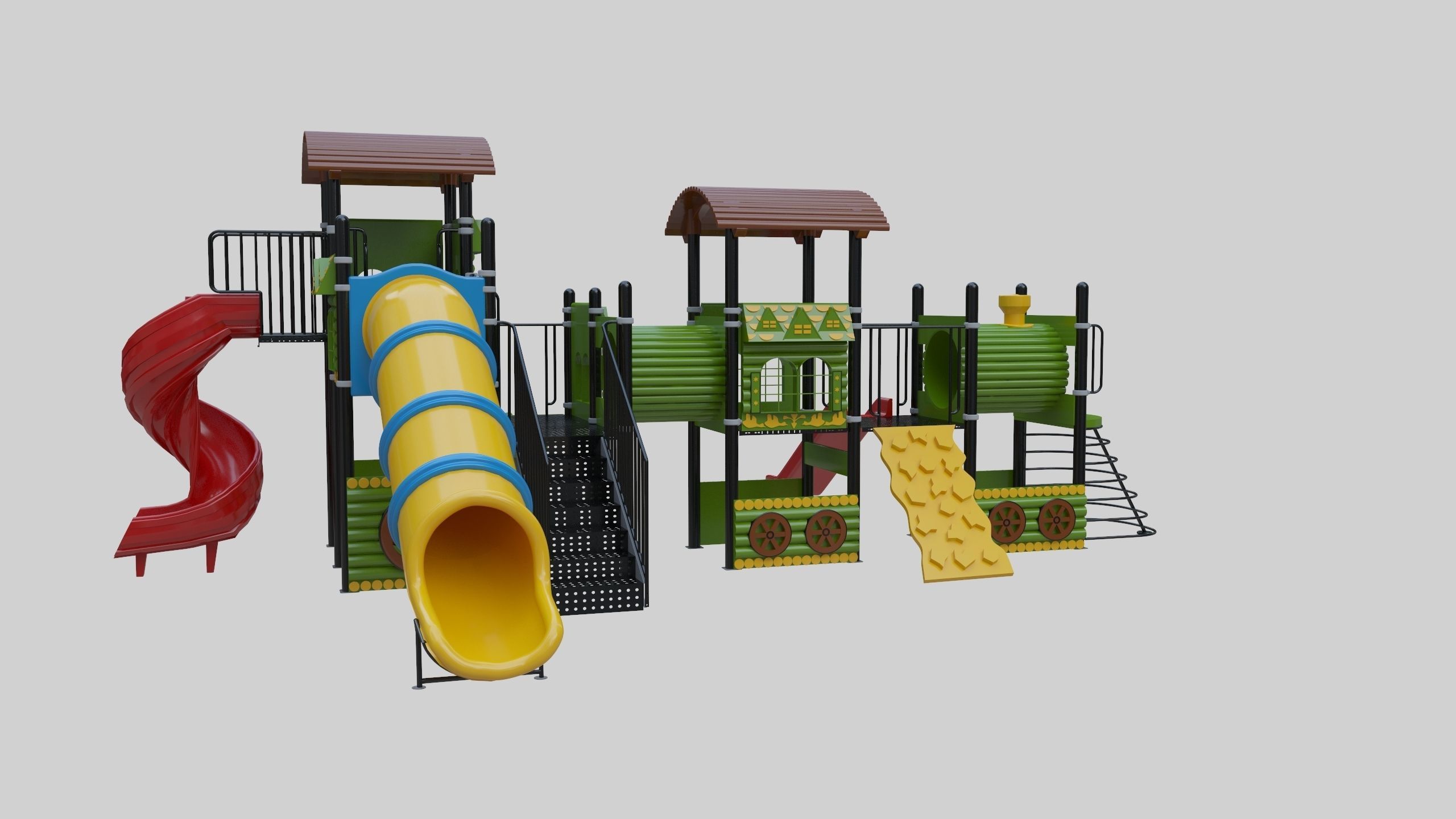 Train Style Playground 3 Low-poly 3D model_6
