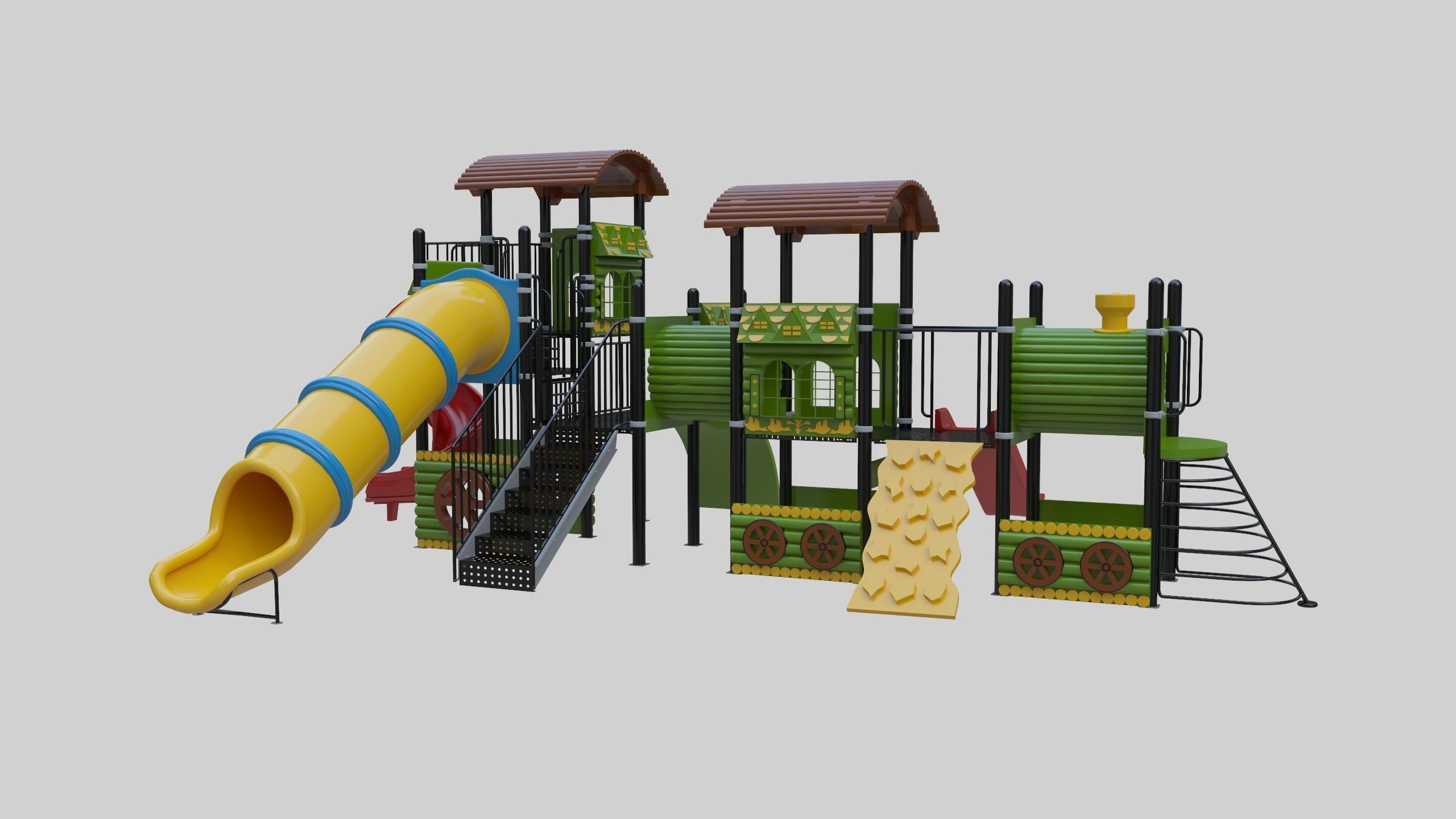 Train Style Playground 3 Low-poly 3D model_2