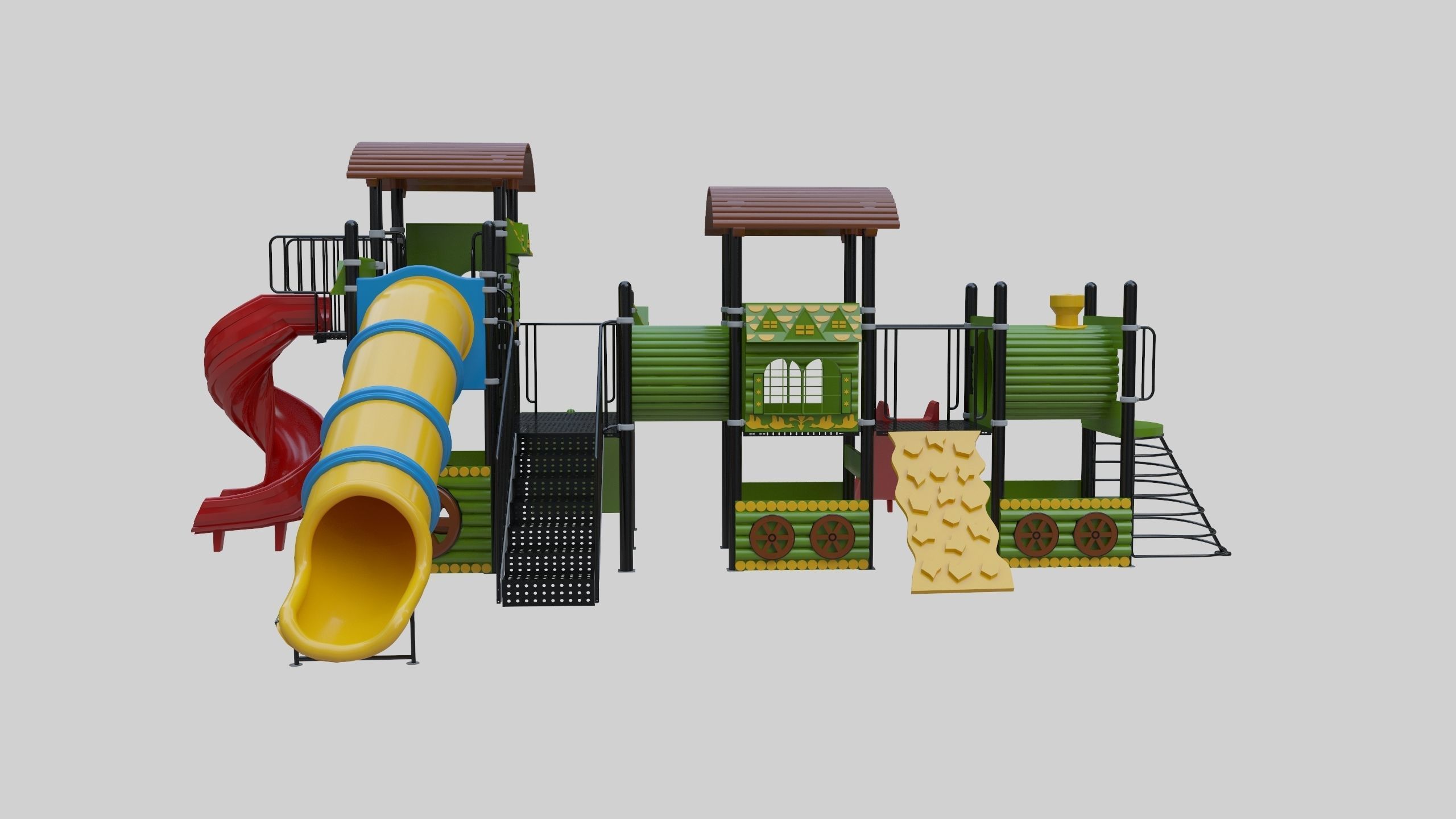 Train Style Playground 3 Low-poly 3D model_5