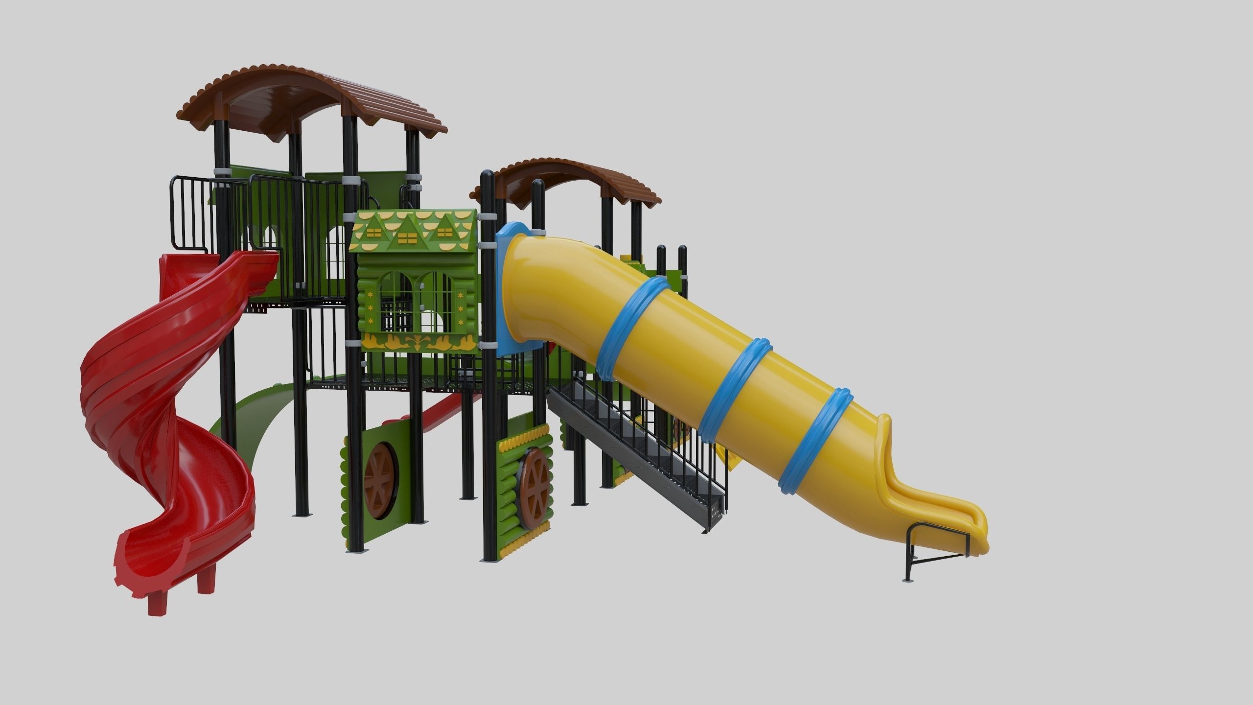Train Style Playground 3 Low-poly 3D model_9