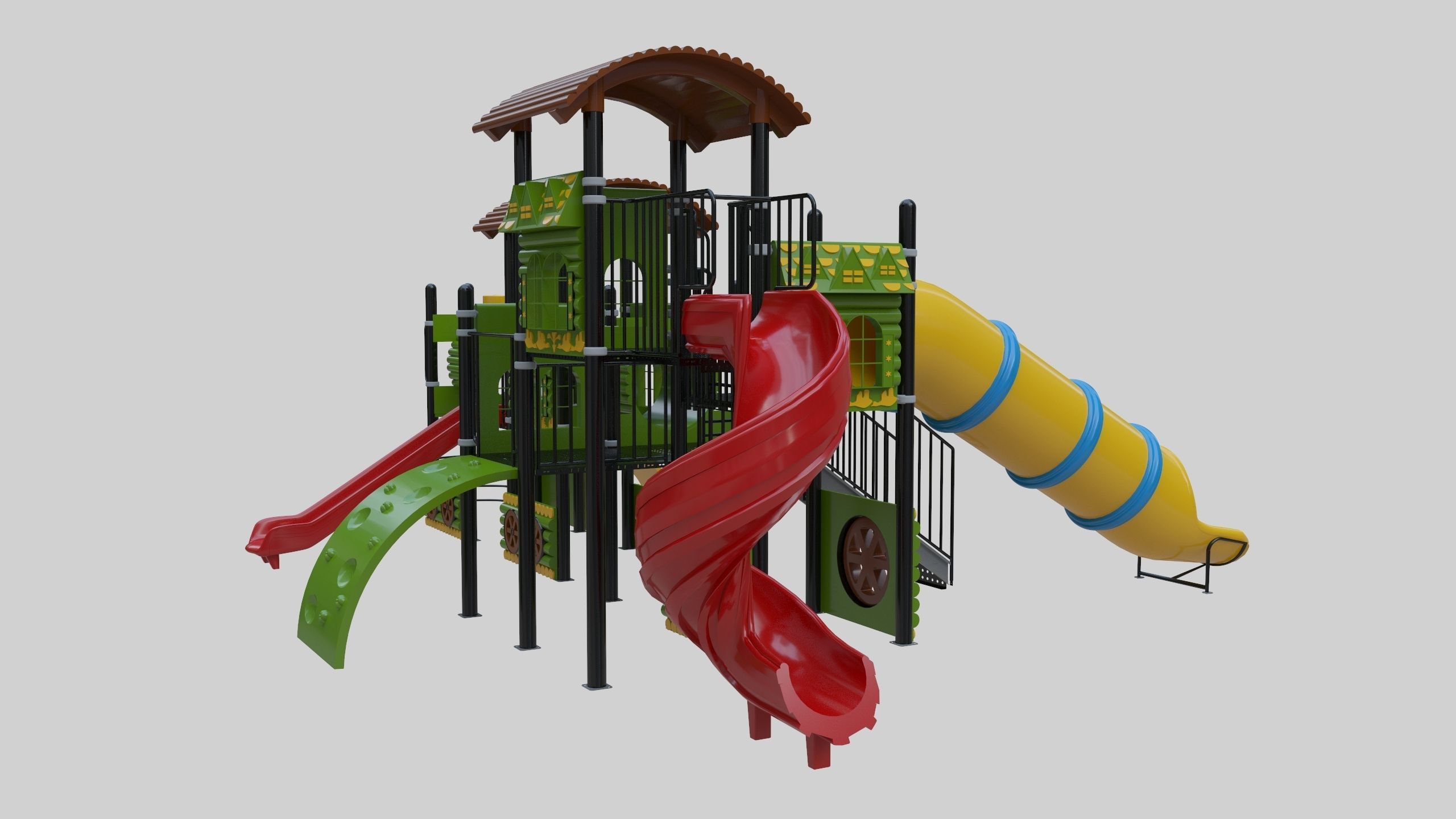 Train Style Playground 3 Low-poly 3D model_11