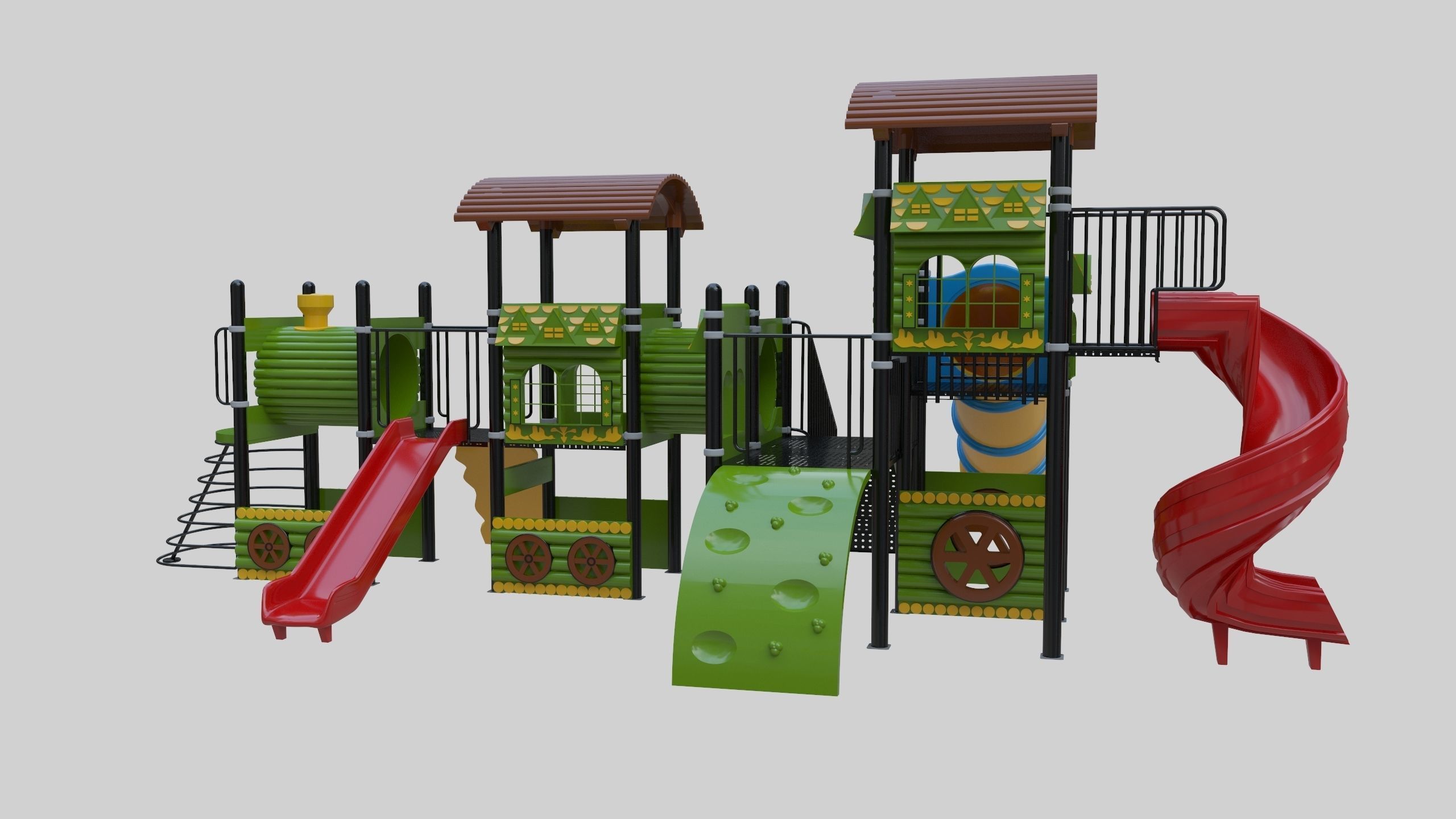 Train Style Playground 3 Low-poly 3D model_13