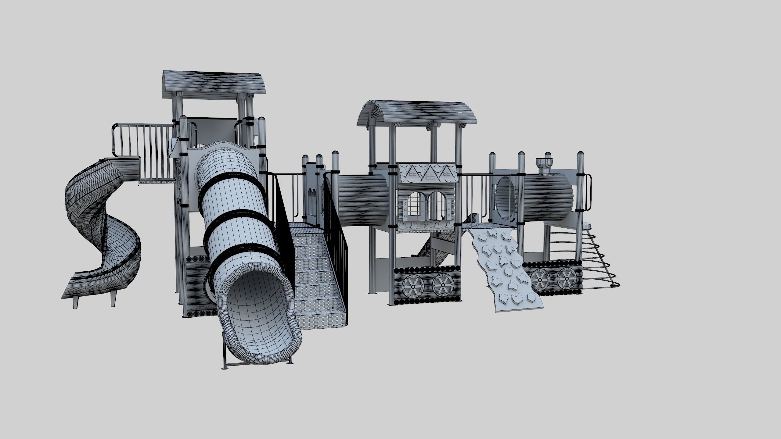 Train Style Playground 3 Low-poly 3D model_30