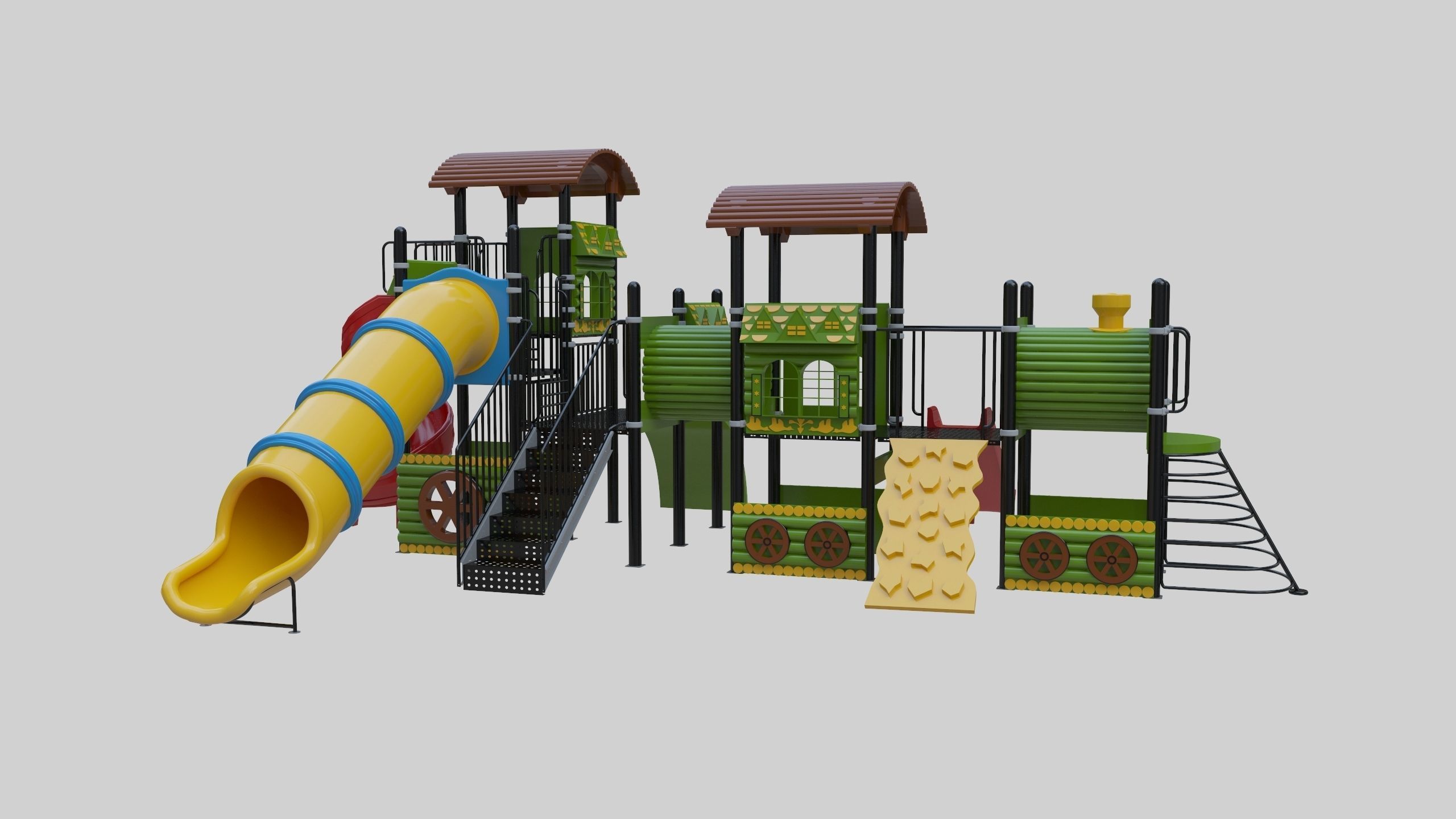 Train Style Playground 3 Low-poly 3D model_3