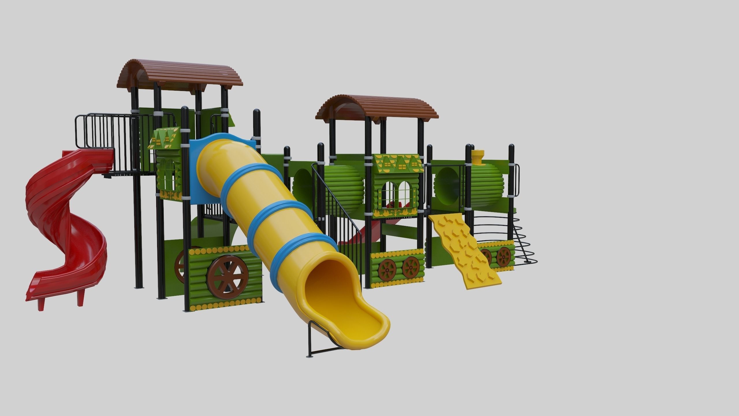 Train Style Playground 3 Low-poly 3D model_7