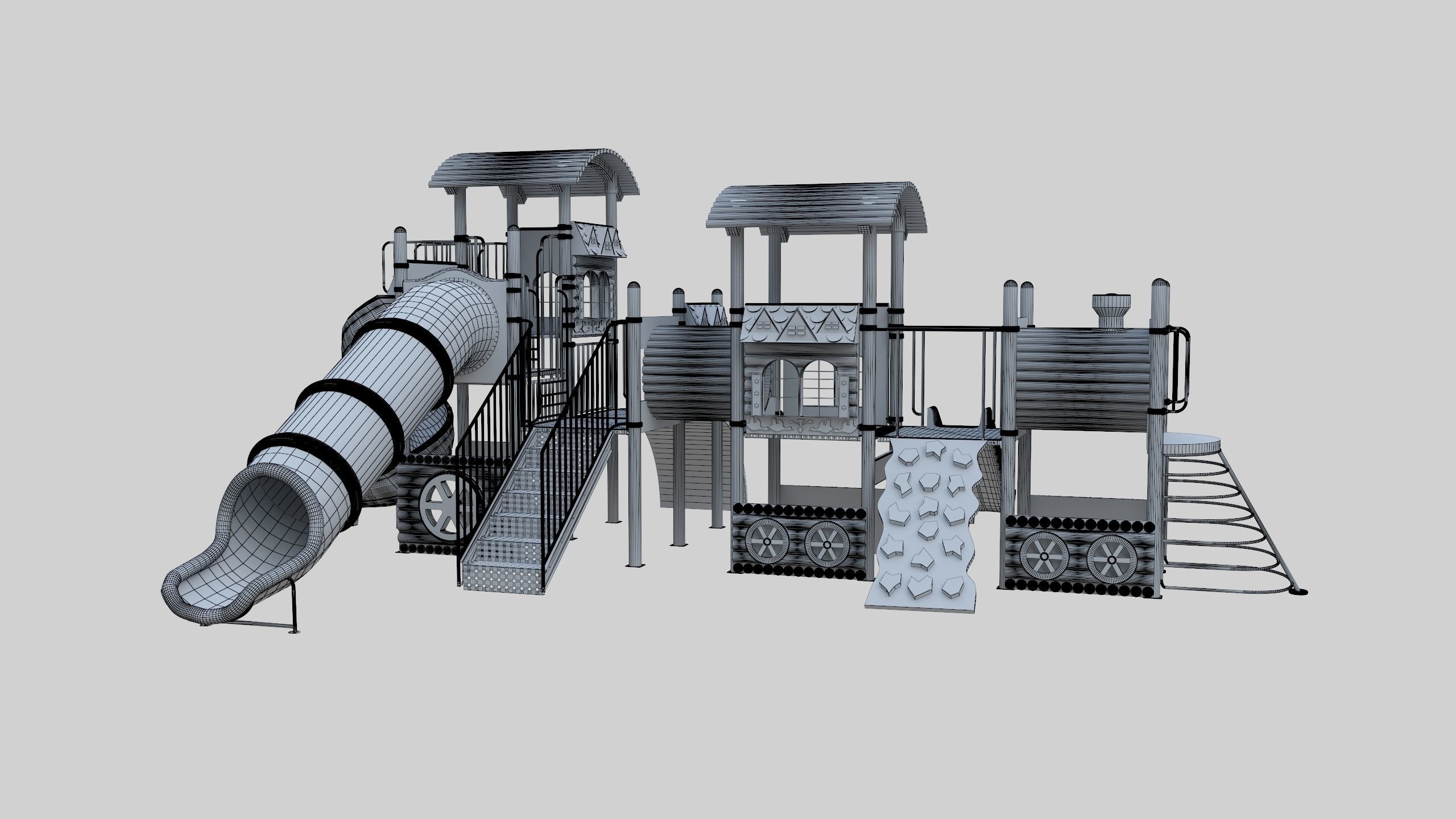 Train Style Playground 3 Low-poly 3D model_27