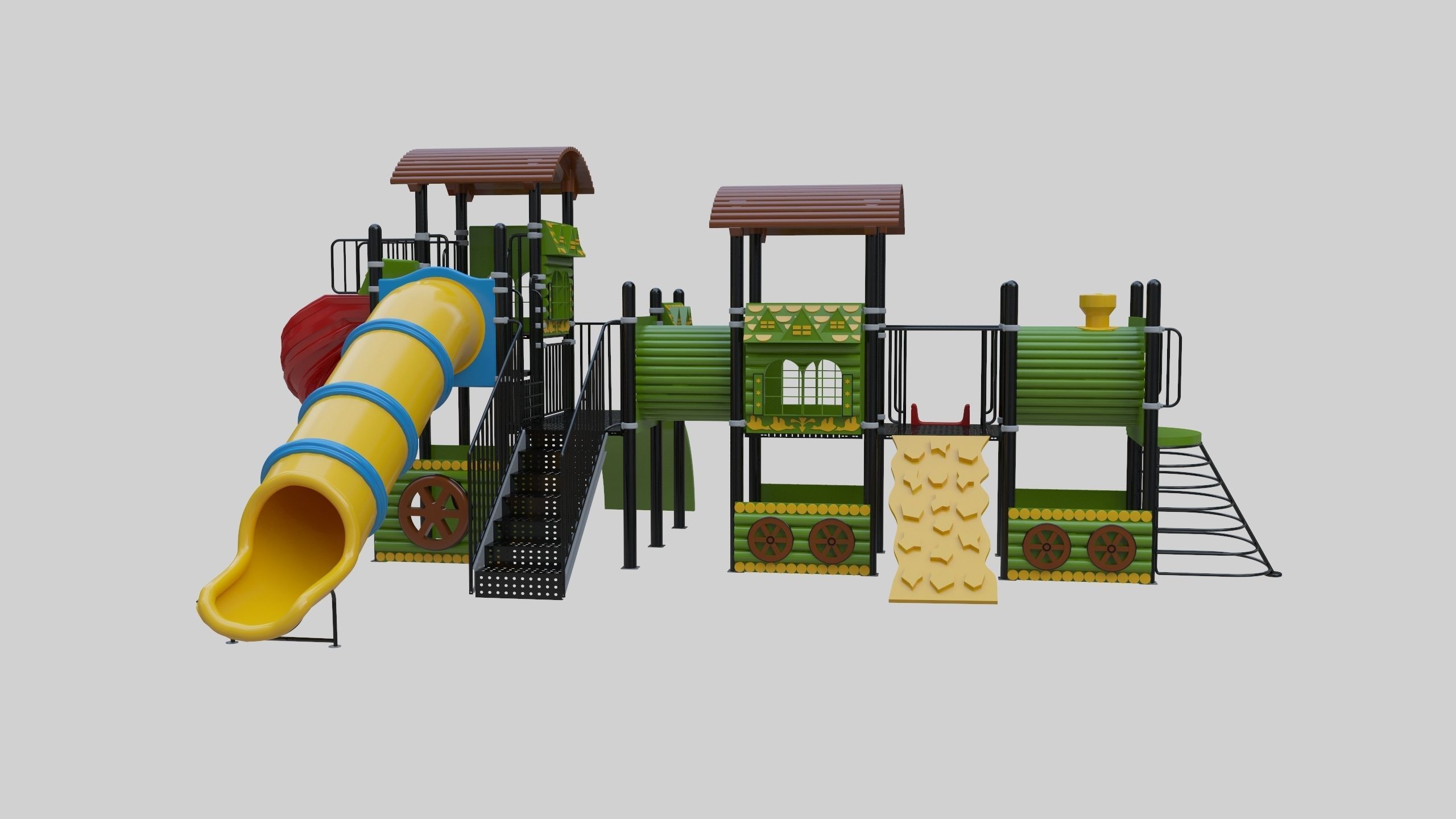 Train Style Playground 3 Low-poly 3D model_4