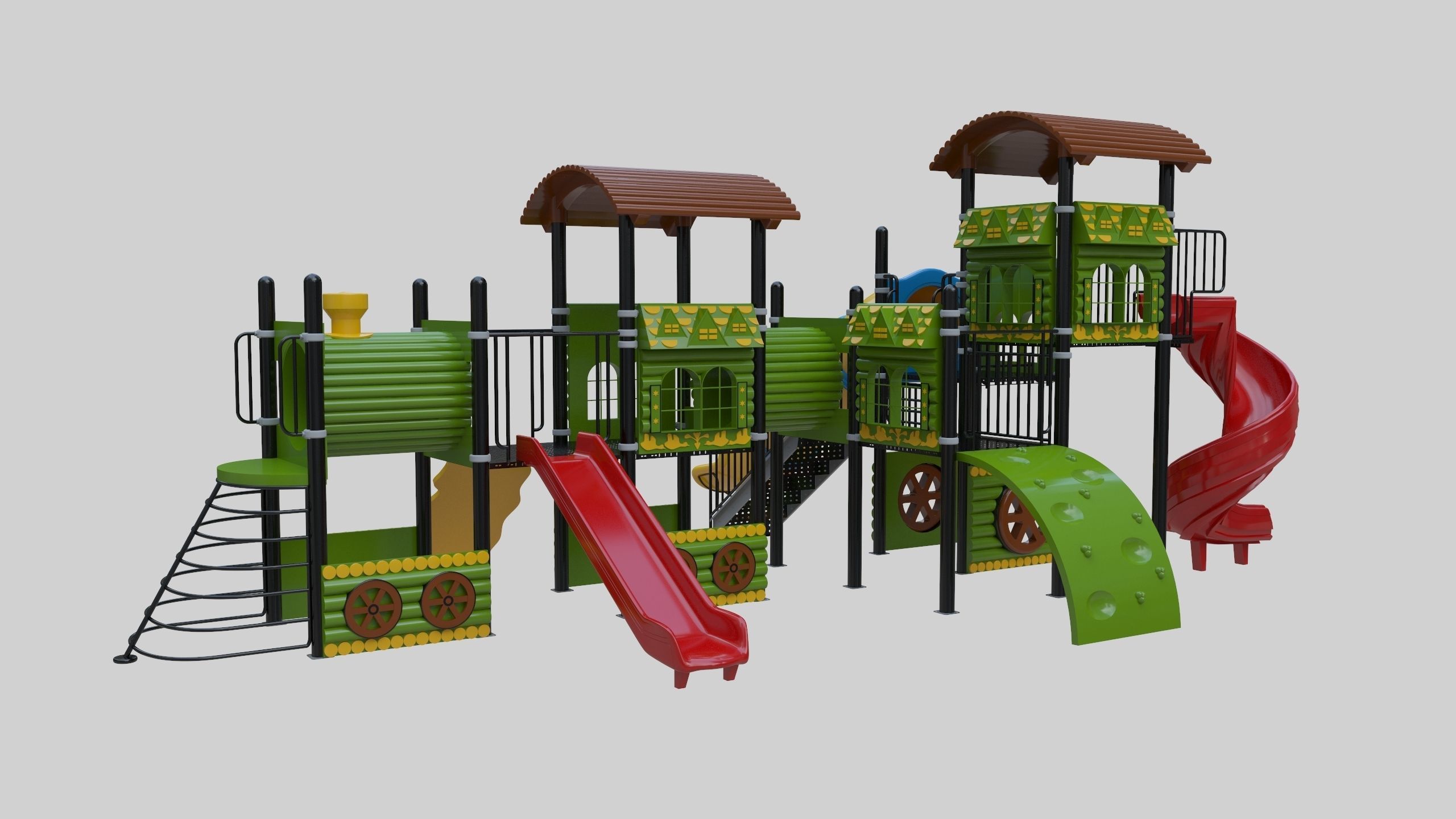 Train Style Playground 3 Low-poly 3D model_15