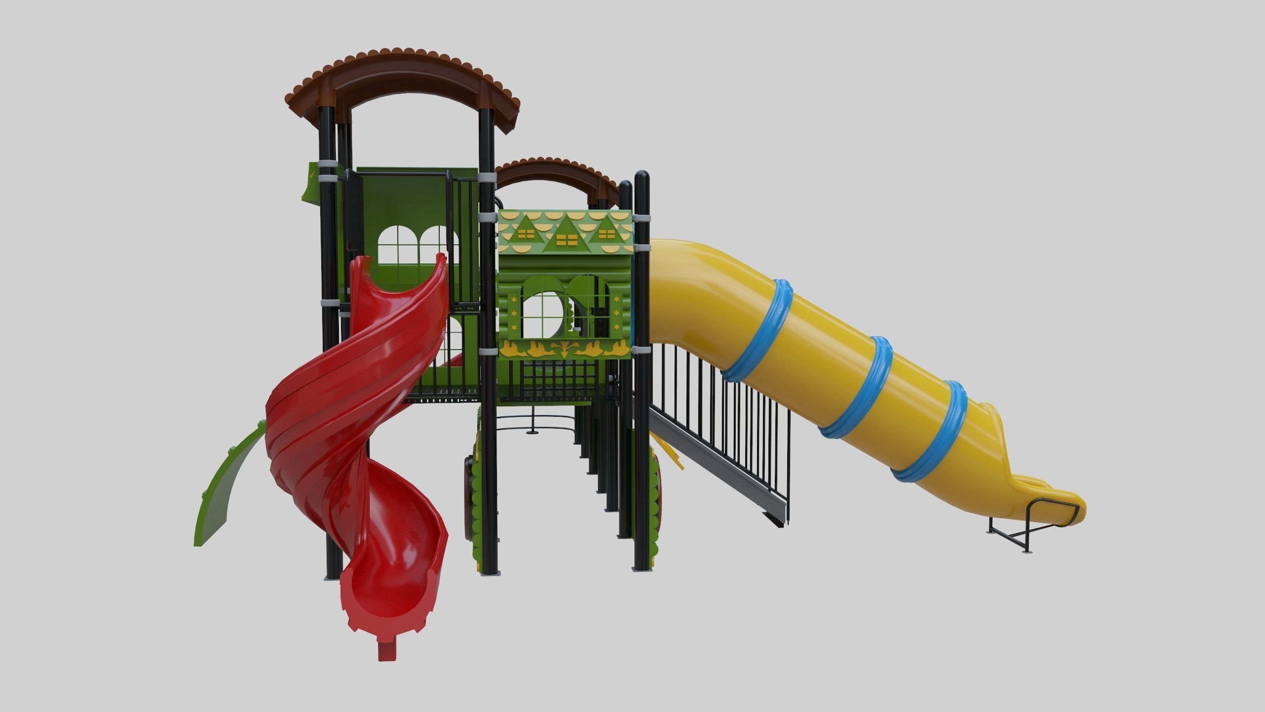 Train Style Playground 3 Low-poly 3D model_10