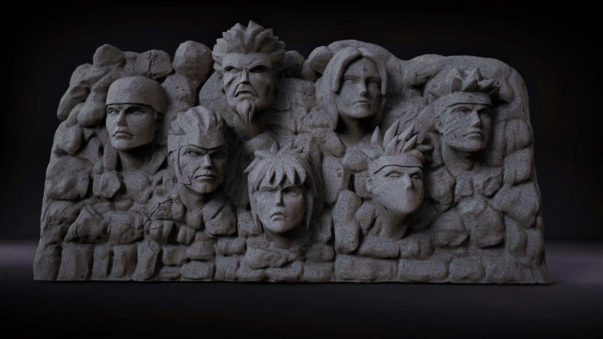 Mountain of the hokages 3D print model_1