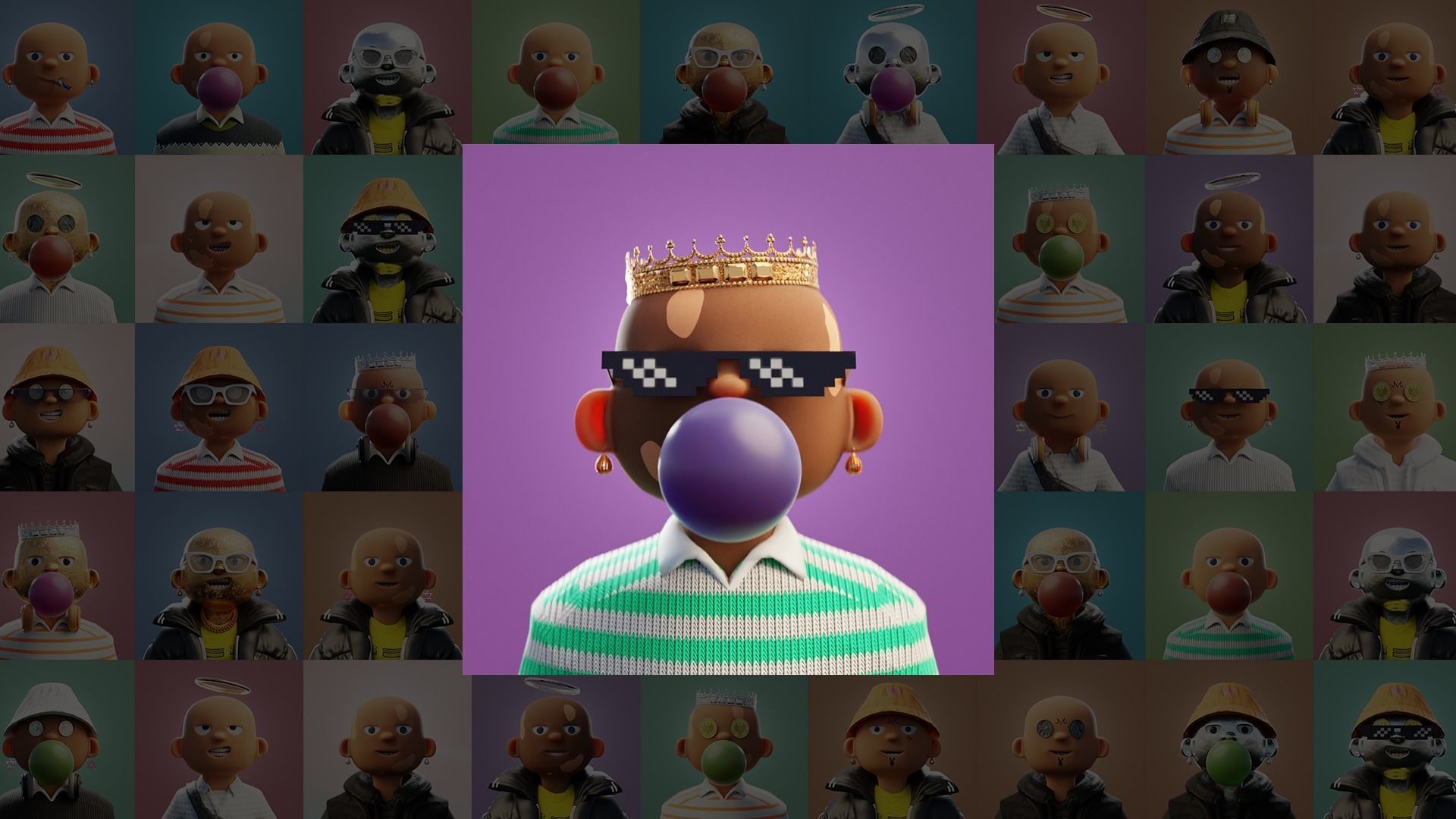 10k Customizable Stylized Rich Kids NFT ART 3D model_2