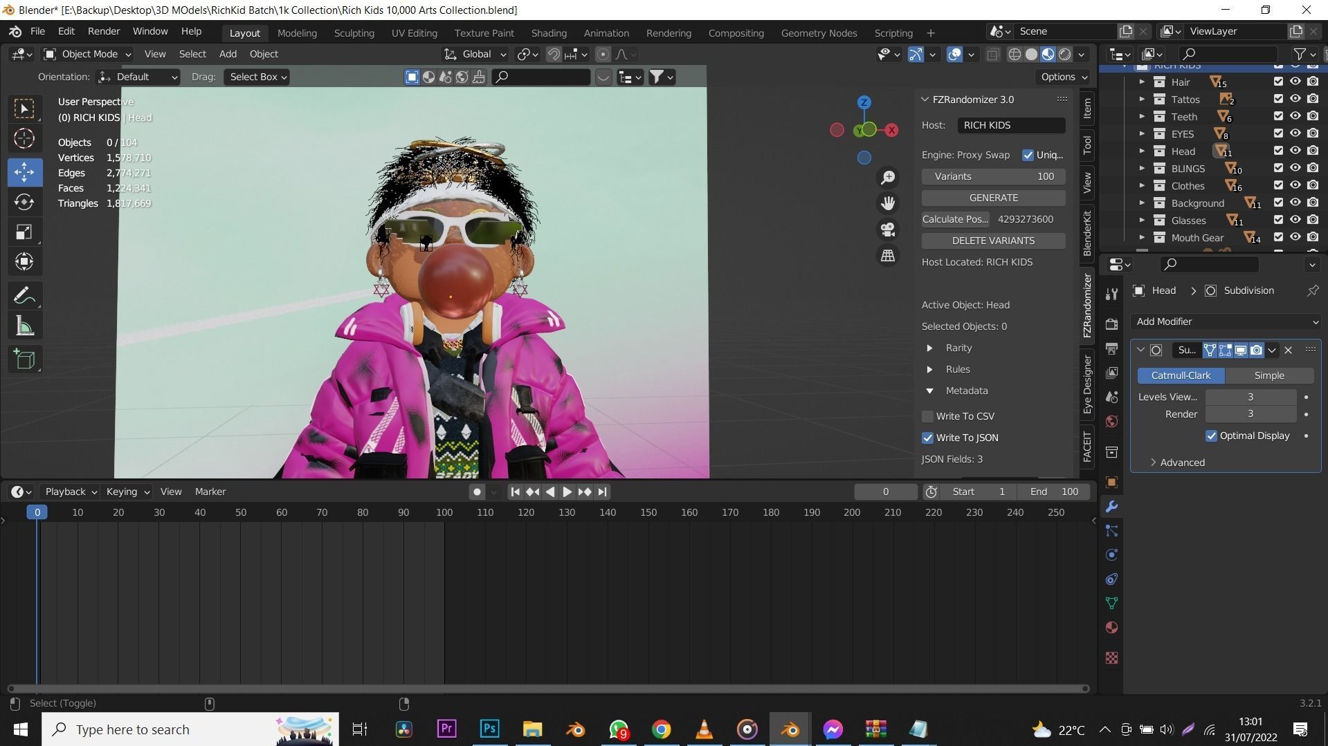 10k Customizable Stylized Rich Kids NFT ART 3D model_16