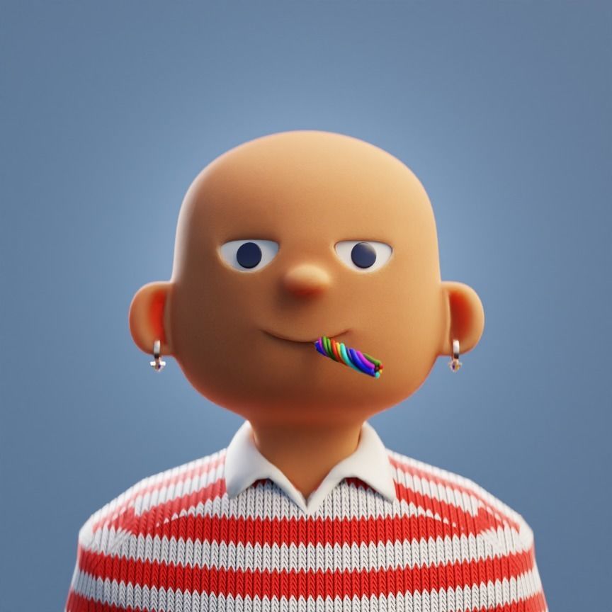 10k Customizable Stylized Rich Kids NFT ART 3D model_11