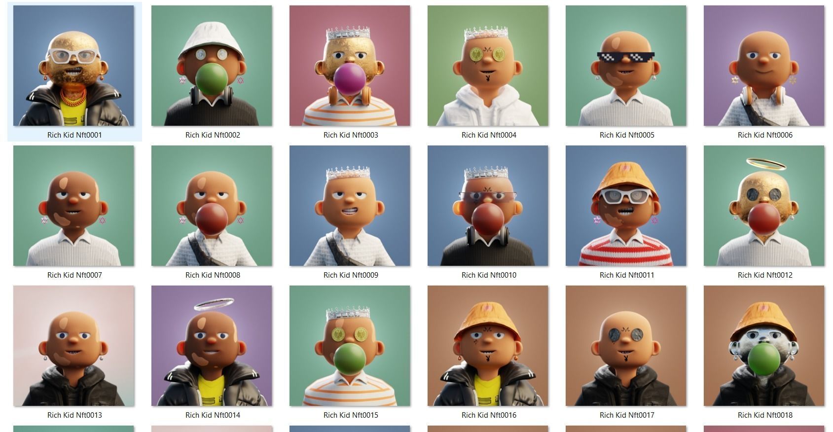 10k Customizable Stylized Rich Kids NFT ART 3D model_18