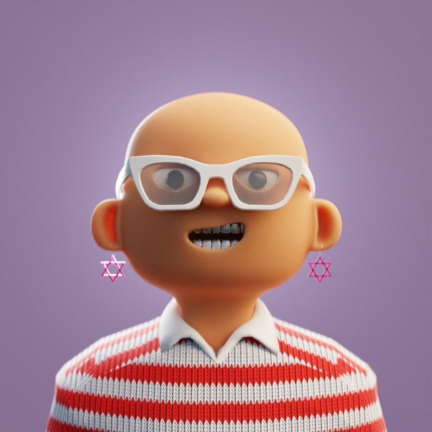 10k Customizable Stylized Rich Kids NFT ART 3D model_9