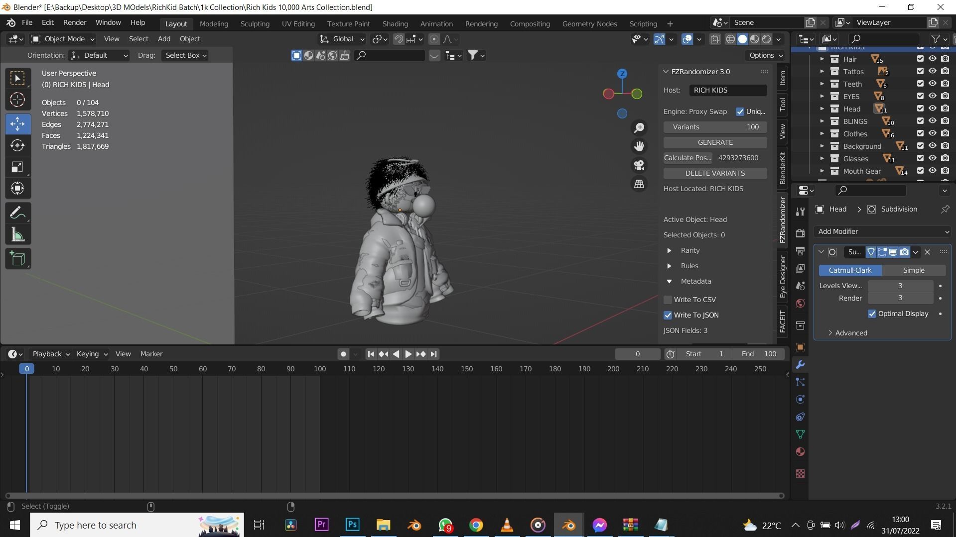 10k Customizable Stylized Rich Kids NFT ART 3D model_14