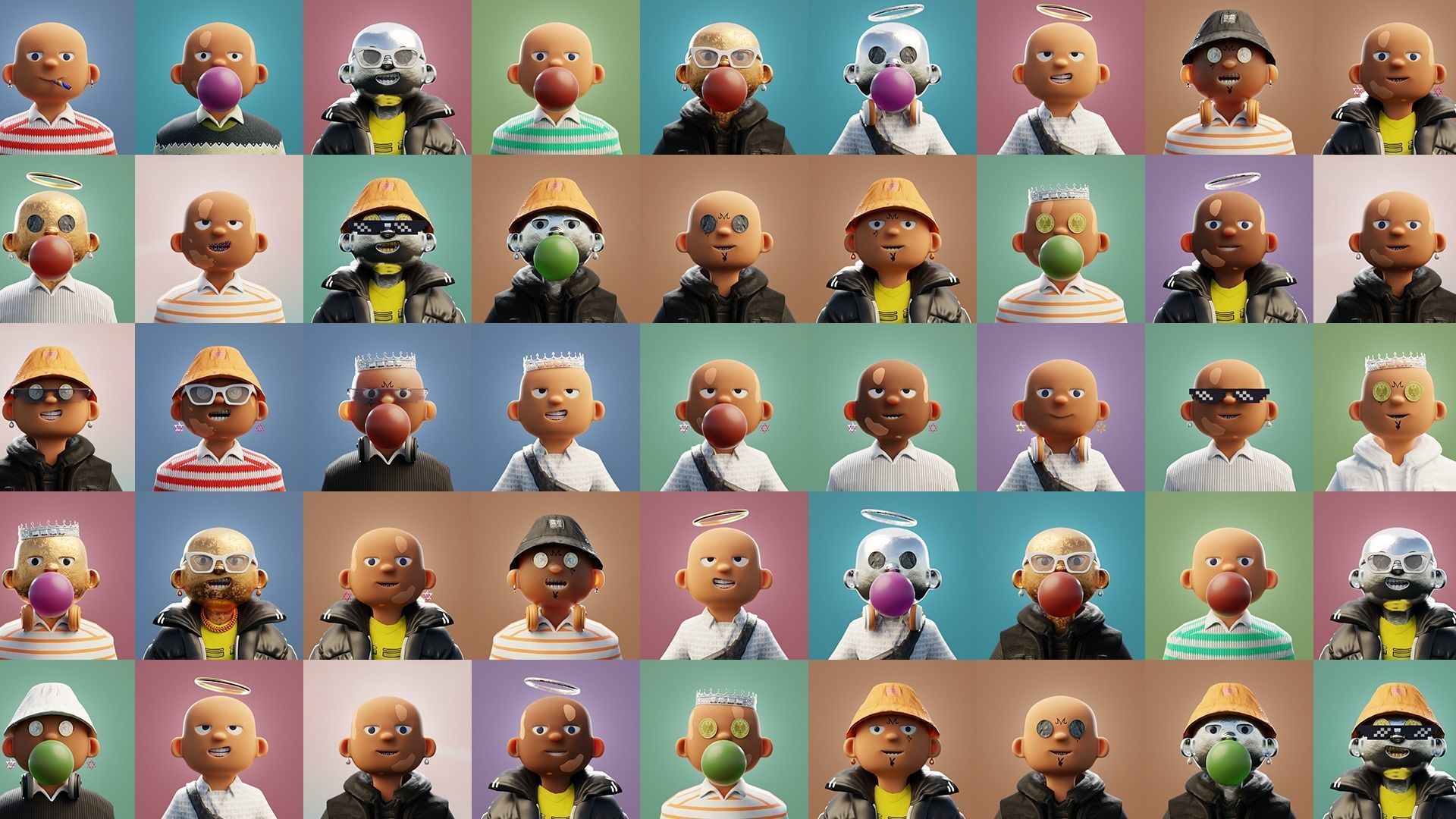 10k Customizable Stylized Rich Kids NFT ART 3D model_4