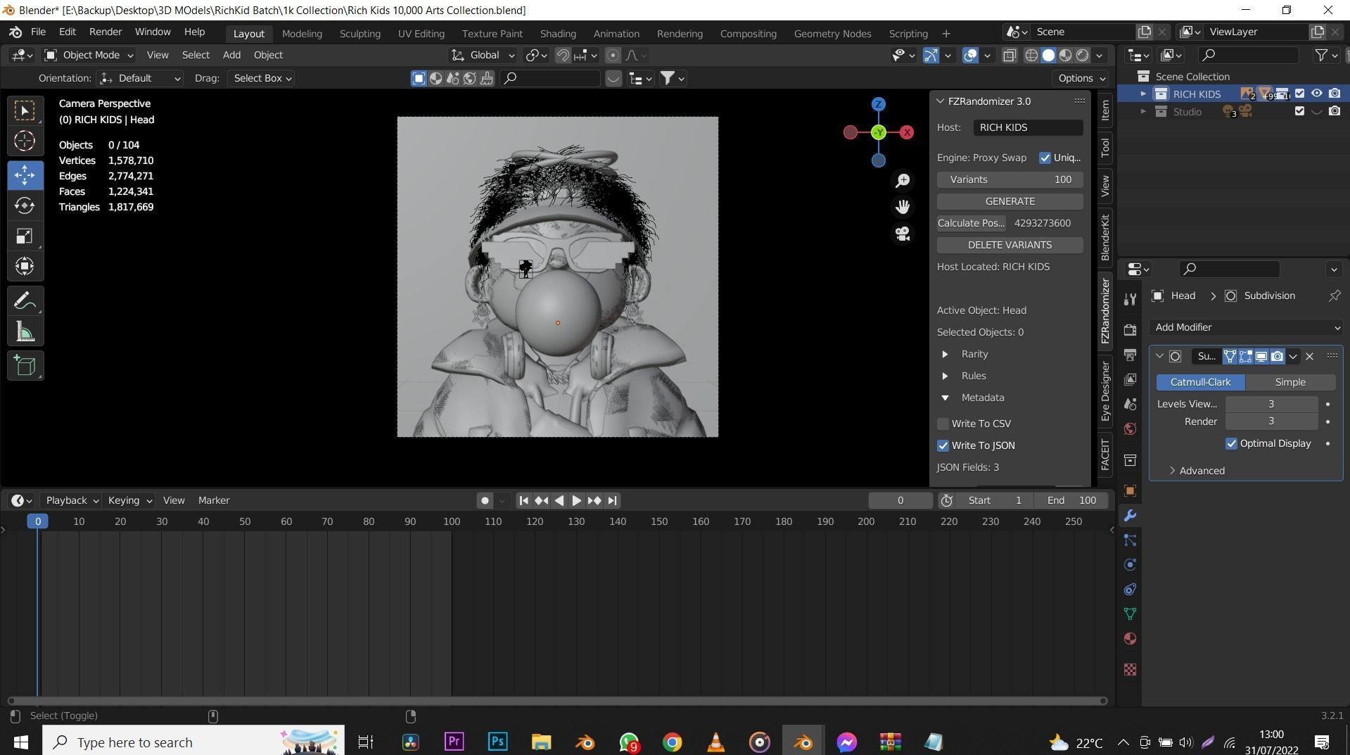 10k Customizable Stylized Rich Kids NFT ART 3D model_15