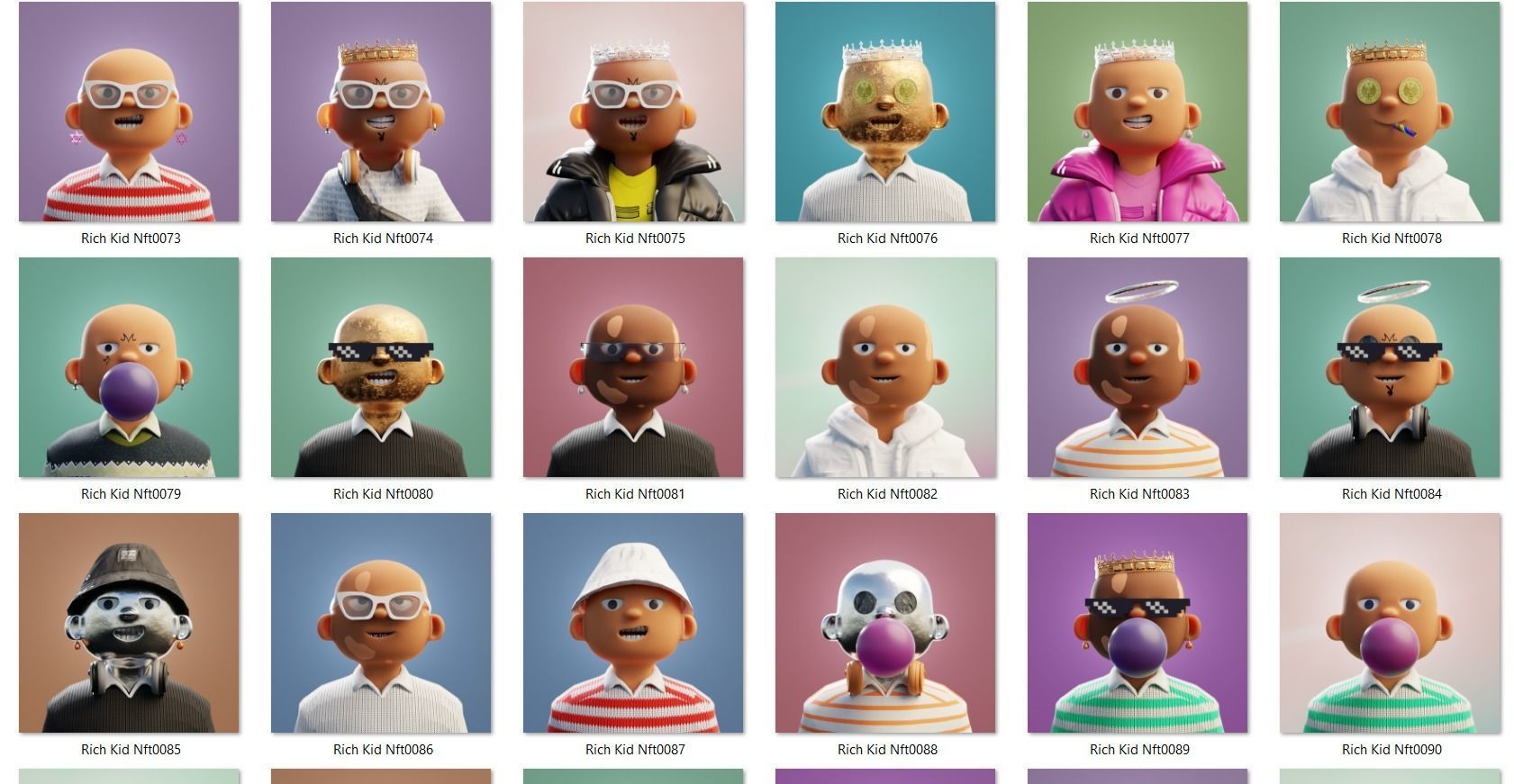 10k Customizable Stylized Rich Kids NFT ART 3D model_17