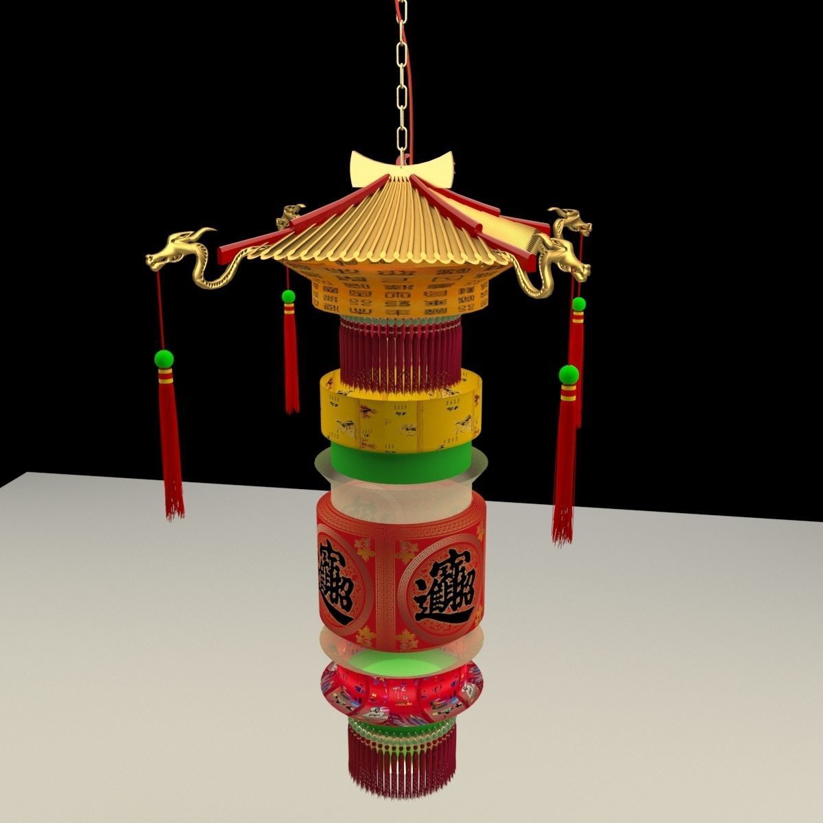 Chinese palace lantern 3D model_5