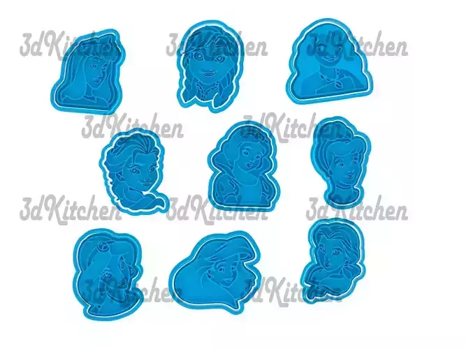 Princesas disney cookie cutters STL files 3D print model 3D print model