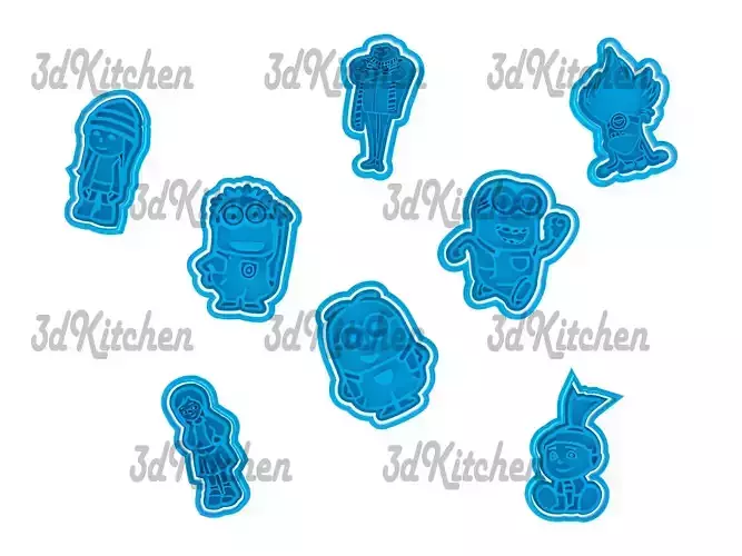 Minions cookie cutters STL files 3D print model 3D print model