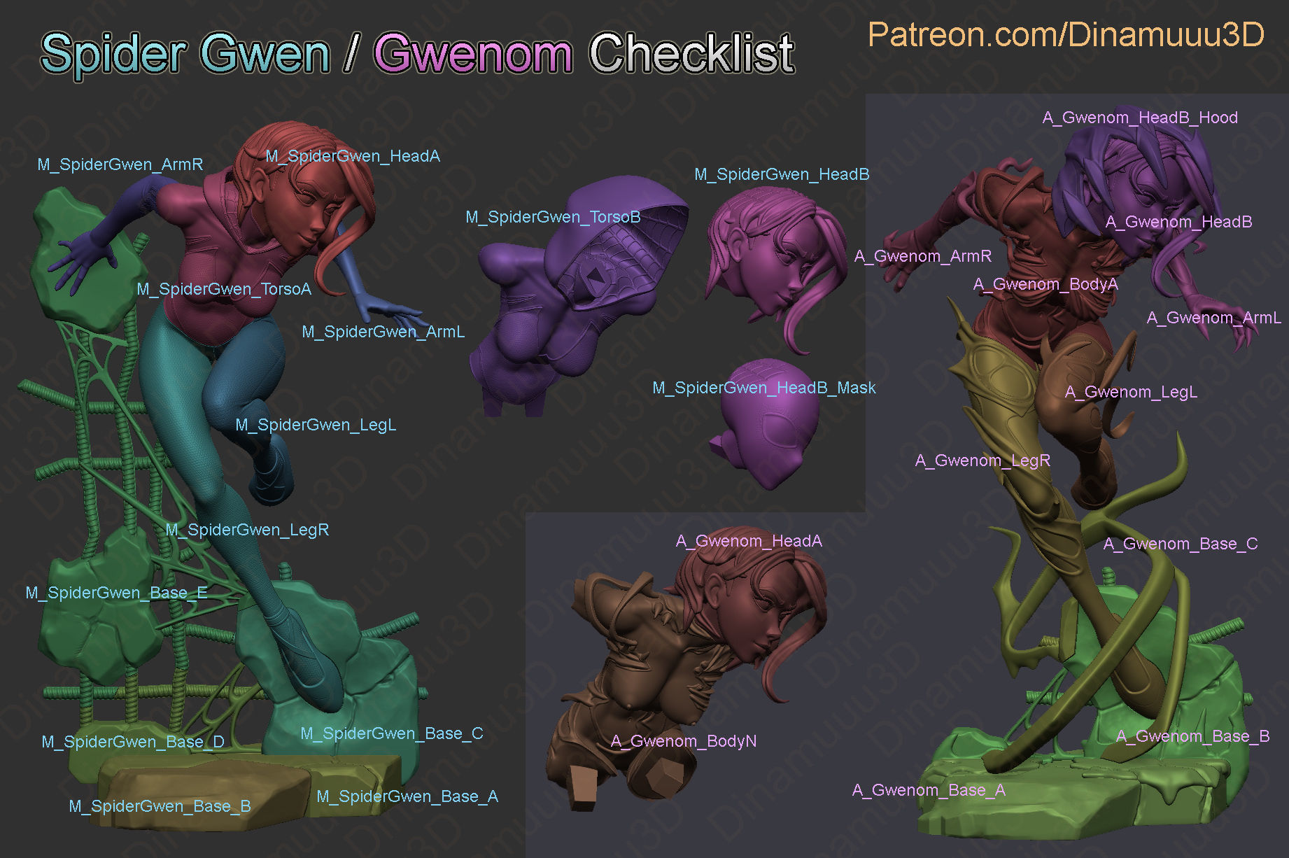 Spider Gwen Multi Versions SFW NSFW STL 3D print model 3D print model_10