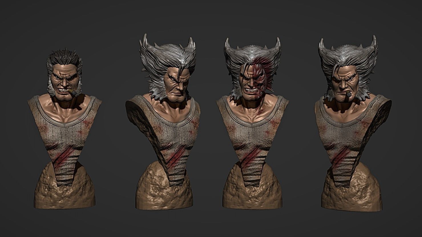 Logan wolverine statue 3D print model_3